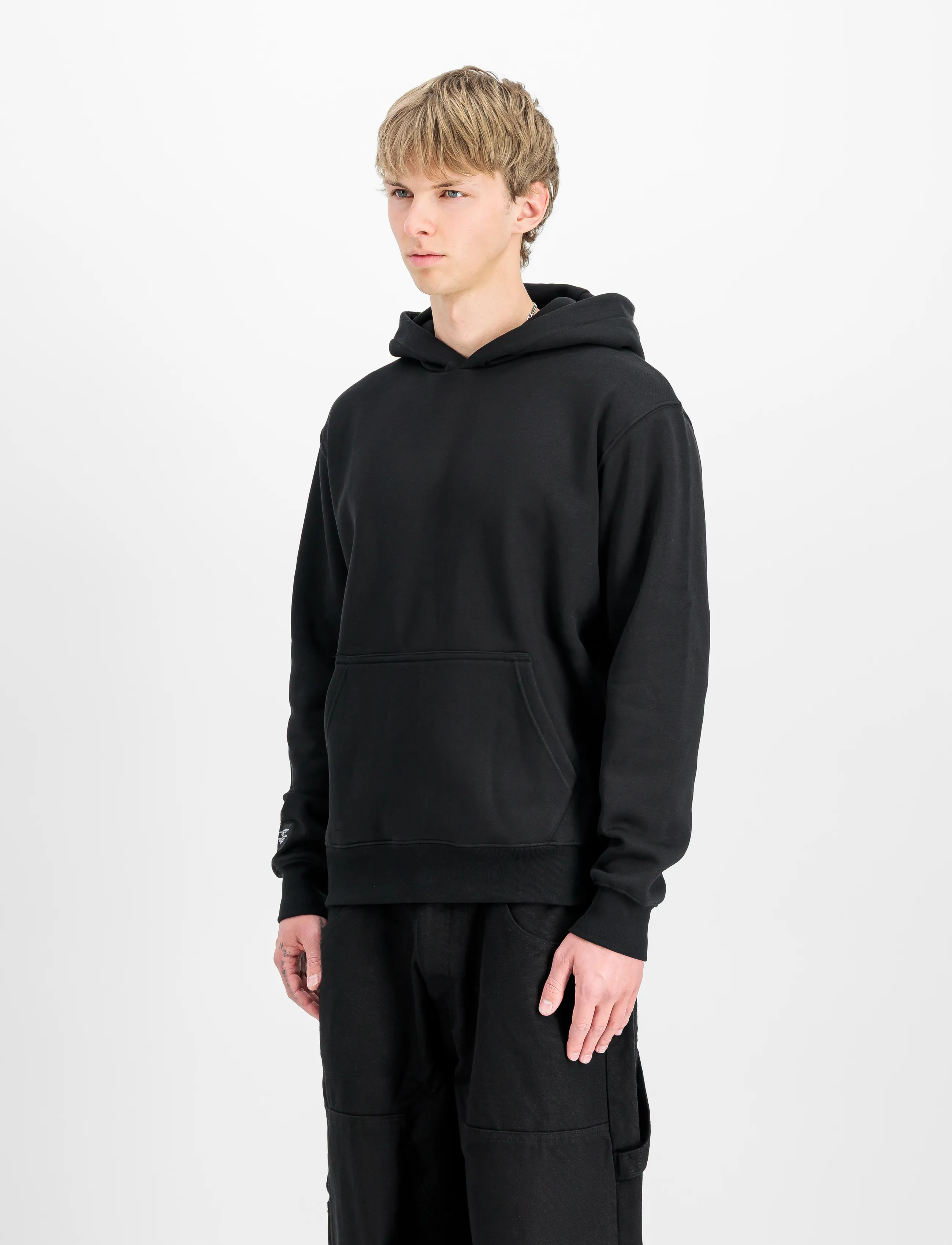 Alpha Industries Label Hoodie Backprint - Streetstyle - BLACK / black
