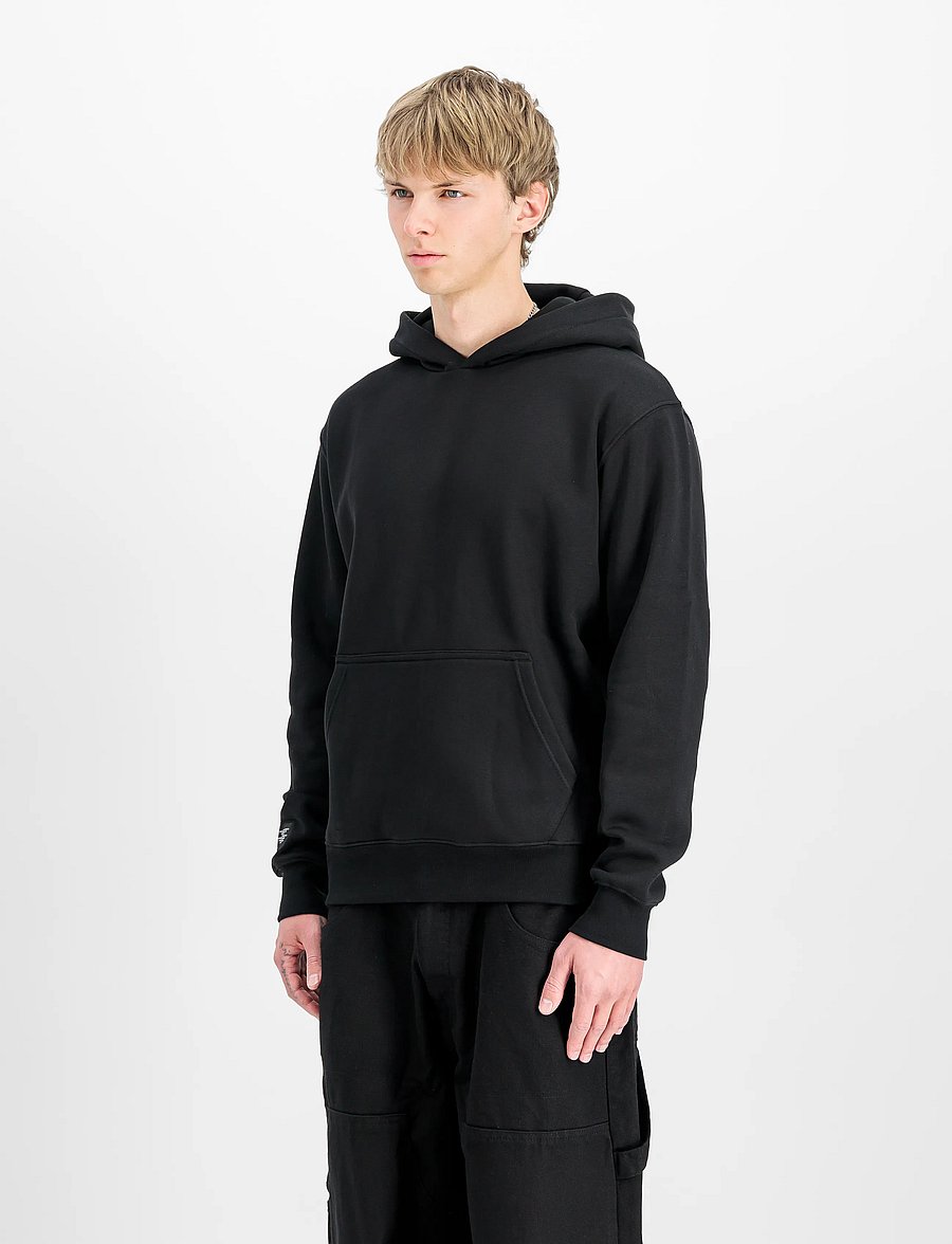 Alpha Industries - Label Hoodie Backprint - hættetrøjer - black - 0