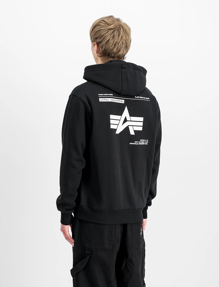 Alpha Industries - Label Hoodie Backprint - hættetrøjer - black - 3