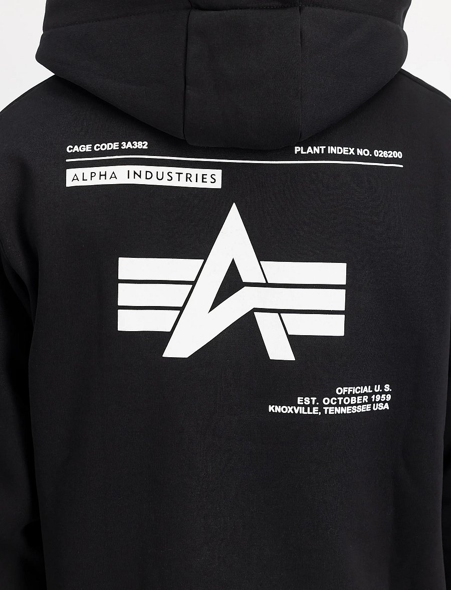 Alpha Industries - Label Hoodie Backprint - hættetrøjer - black - 5