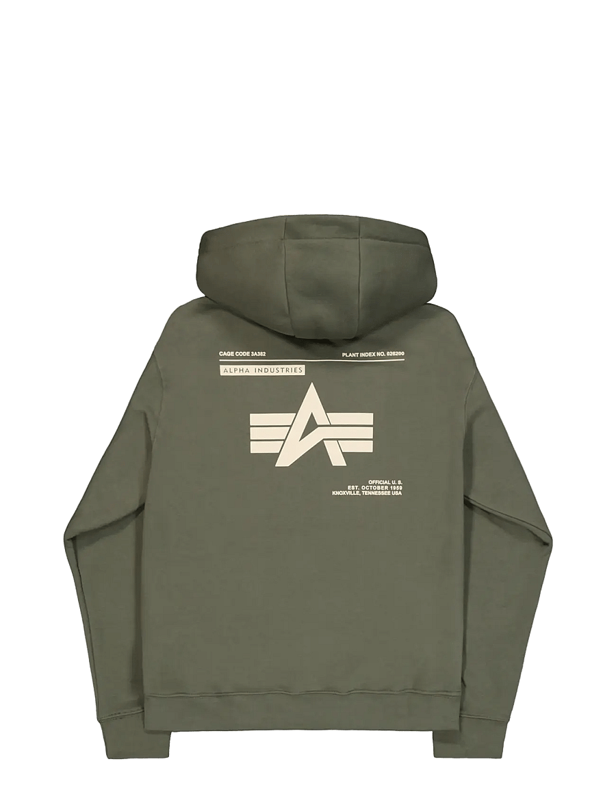 Alpha Industries - Label Hoodie Backprint - kapuutsiga pusad - dark olive - 2