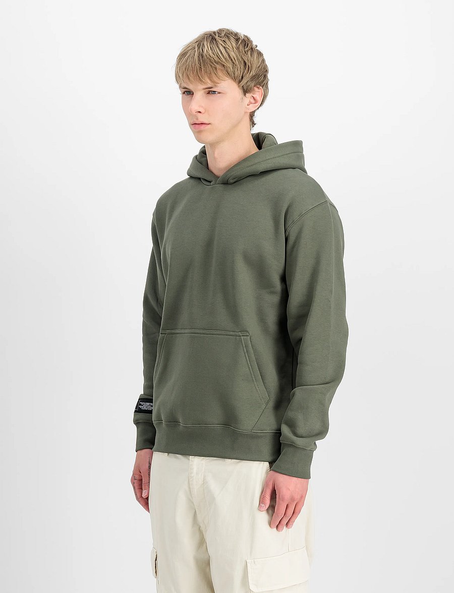 Alpha Industries - Label Hoodie Backprint - kapuutsiga pusad - dark olive - 0