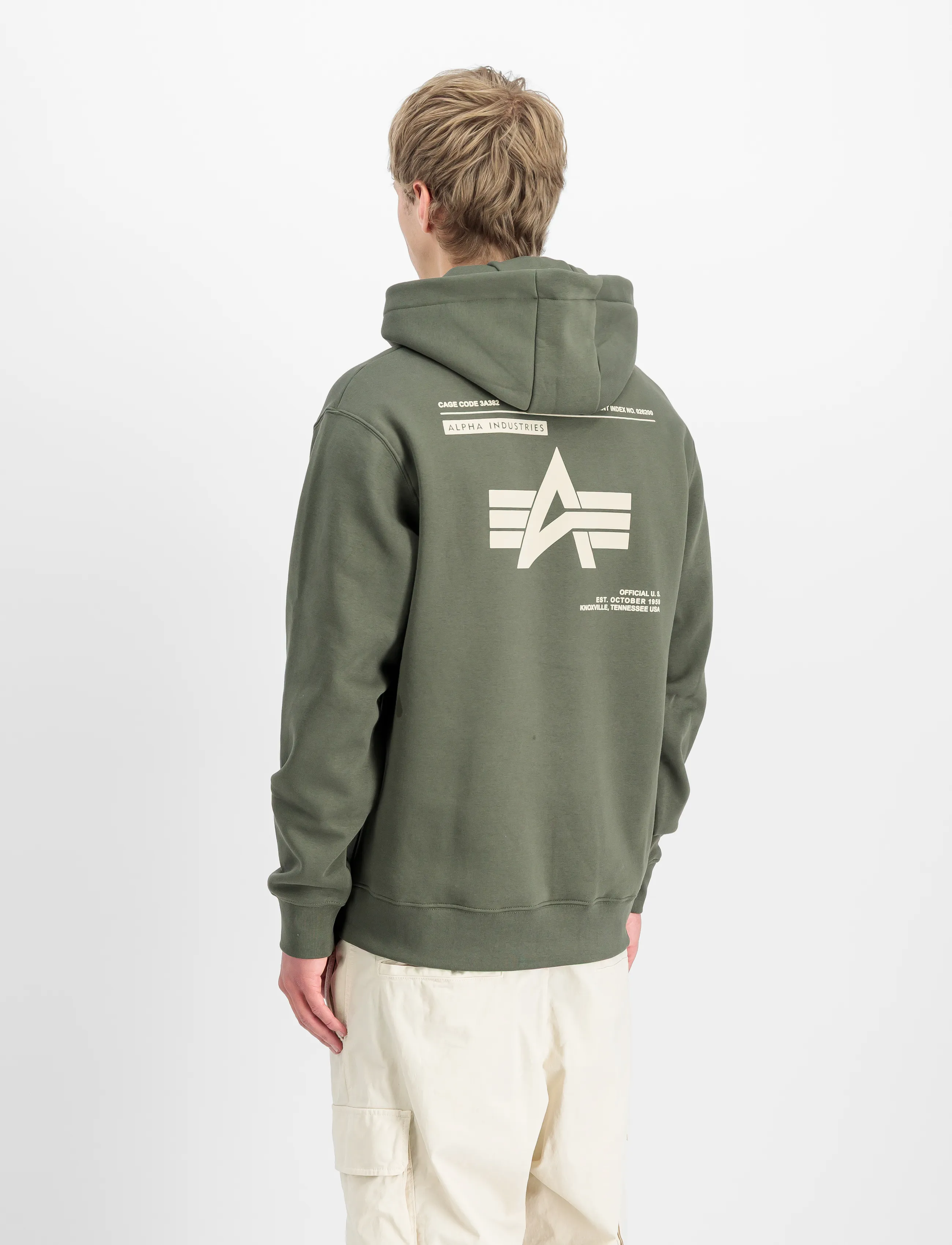 Alpha Industries - Label Hoodie Backprint - kapuutsiga pusad - dark olive - 3