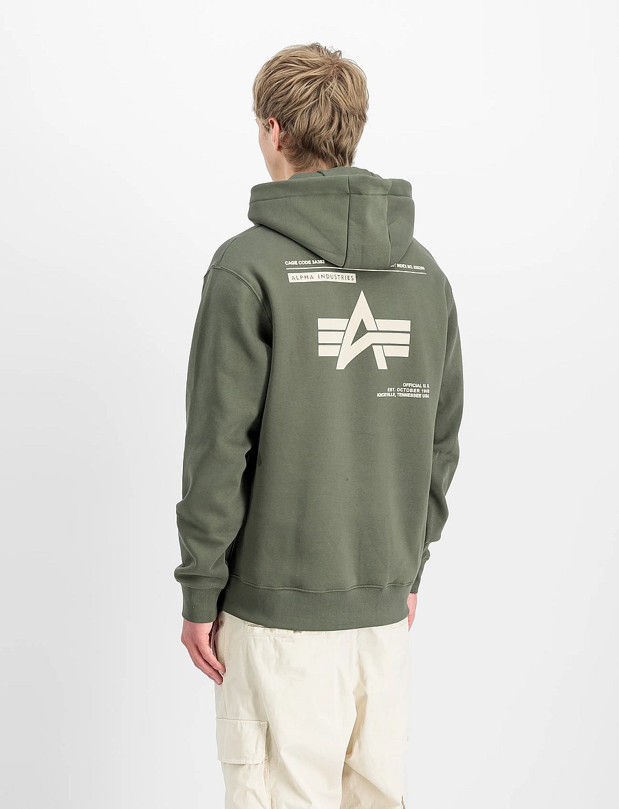 Alpha Industries - Label Hoodie Backprint - kapuutsiga pusad - dark olive - 3