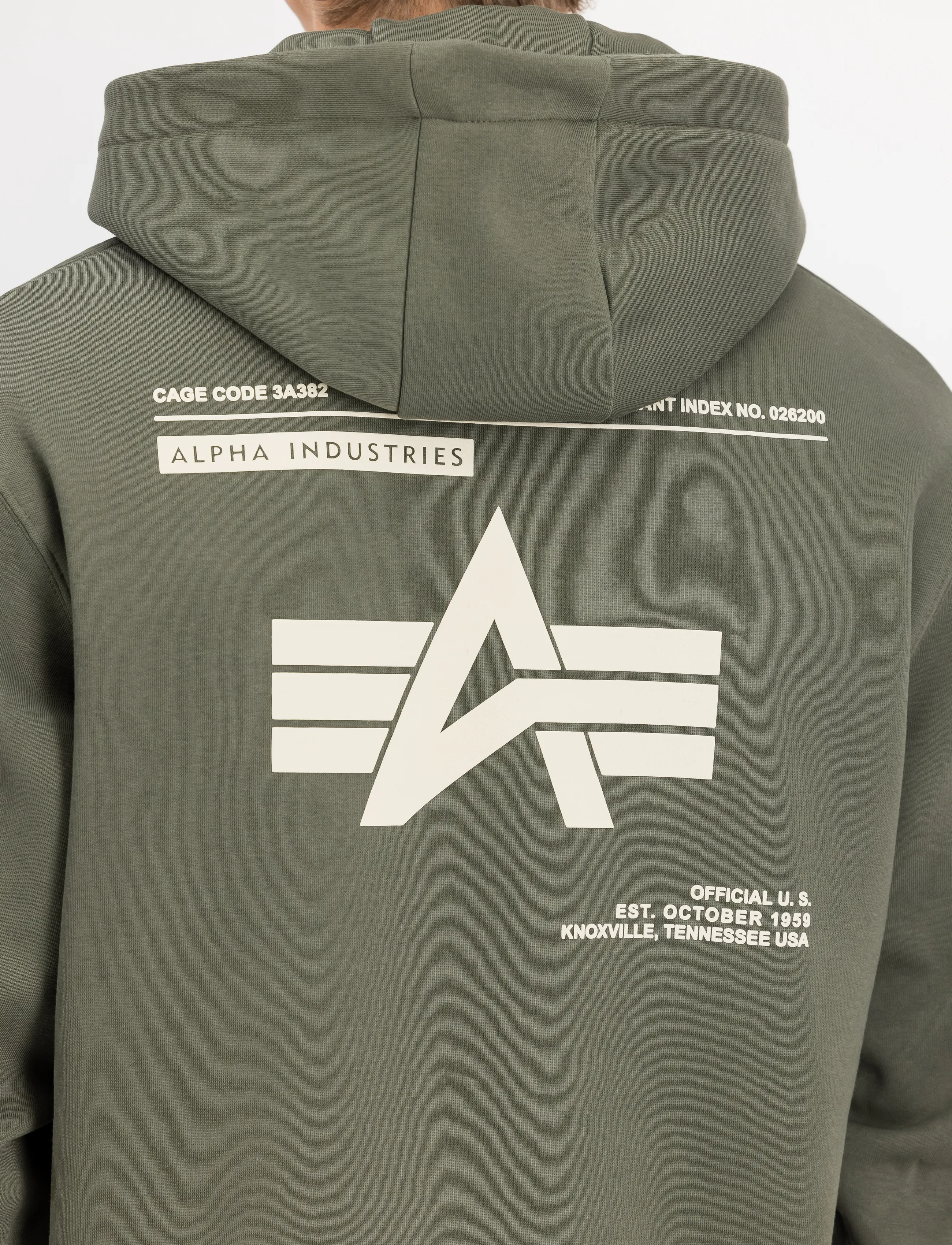 Alpha Industries - Label Hoodie Backprint - kapuutsiga pusad - dark olive - 4