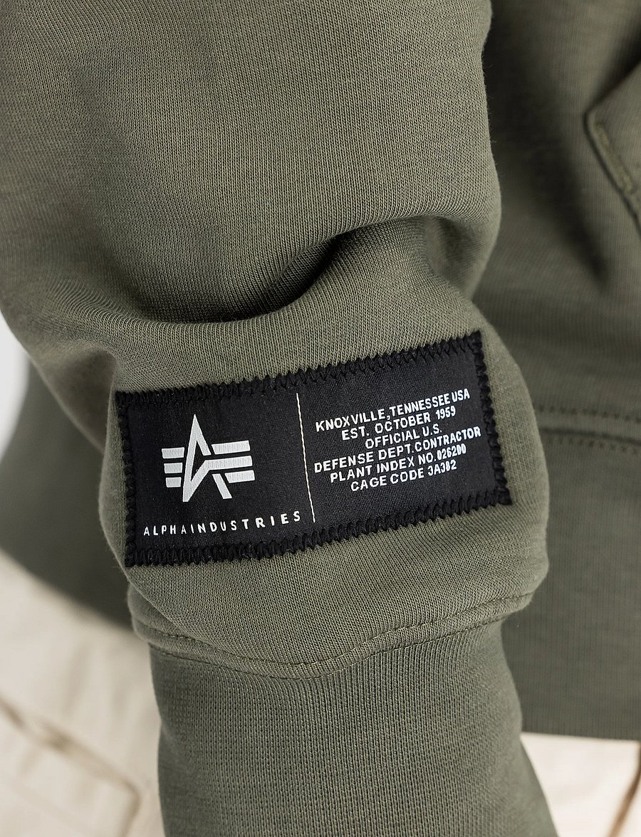 Alpha Industries - Label Hoodie Backprint - kapuutsiga pusad - dark olive - 5