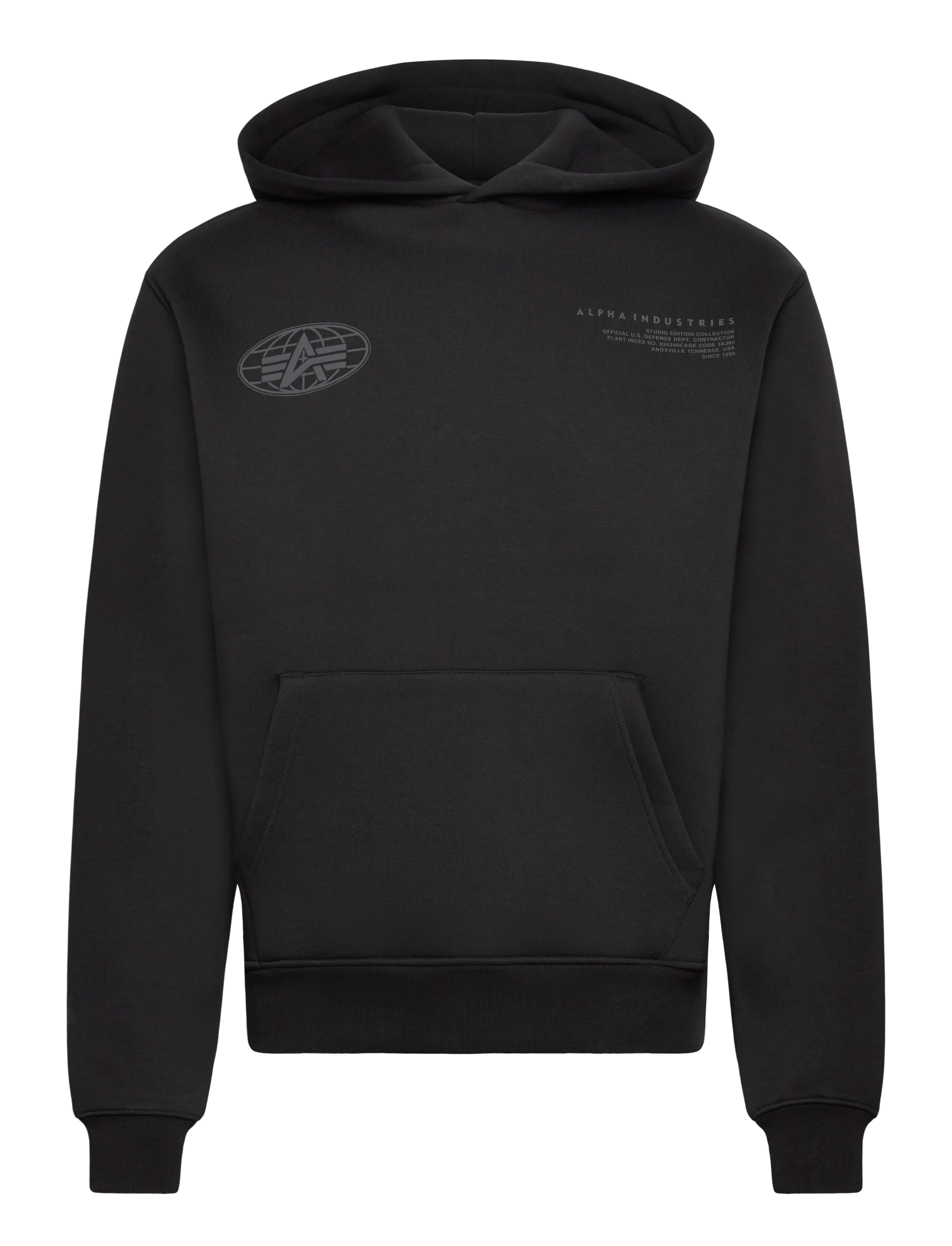 Alpha Industries World Logo Backprint Hoodie - Riided - BLACK / black