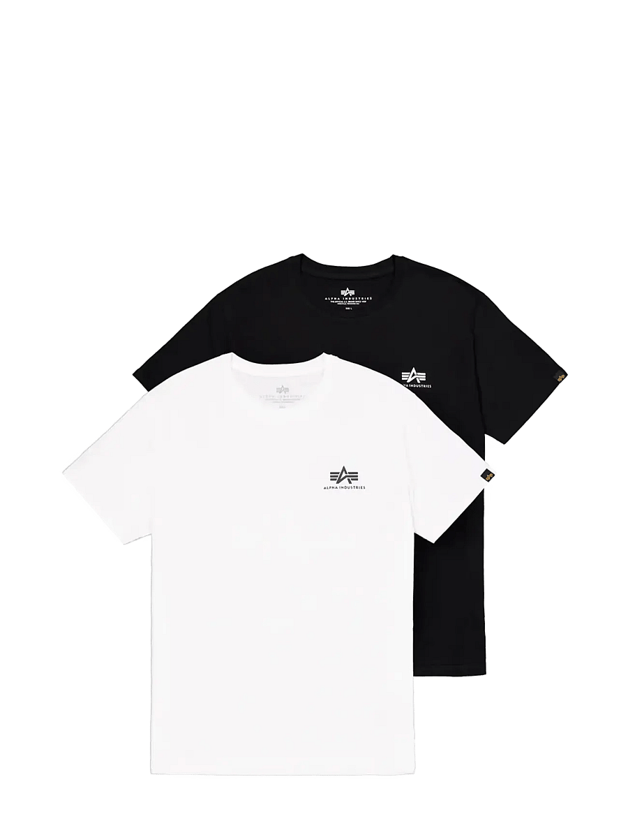 Alpha Industries - Basic T-Shirt SL 2 Pack - kortärmade t-shirts - black/white - 1