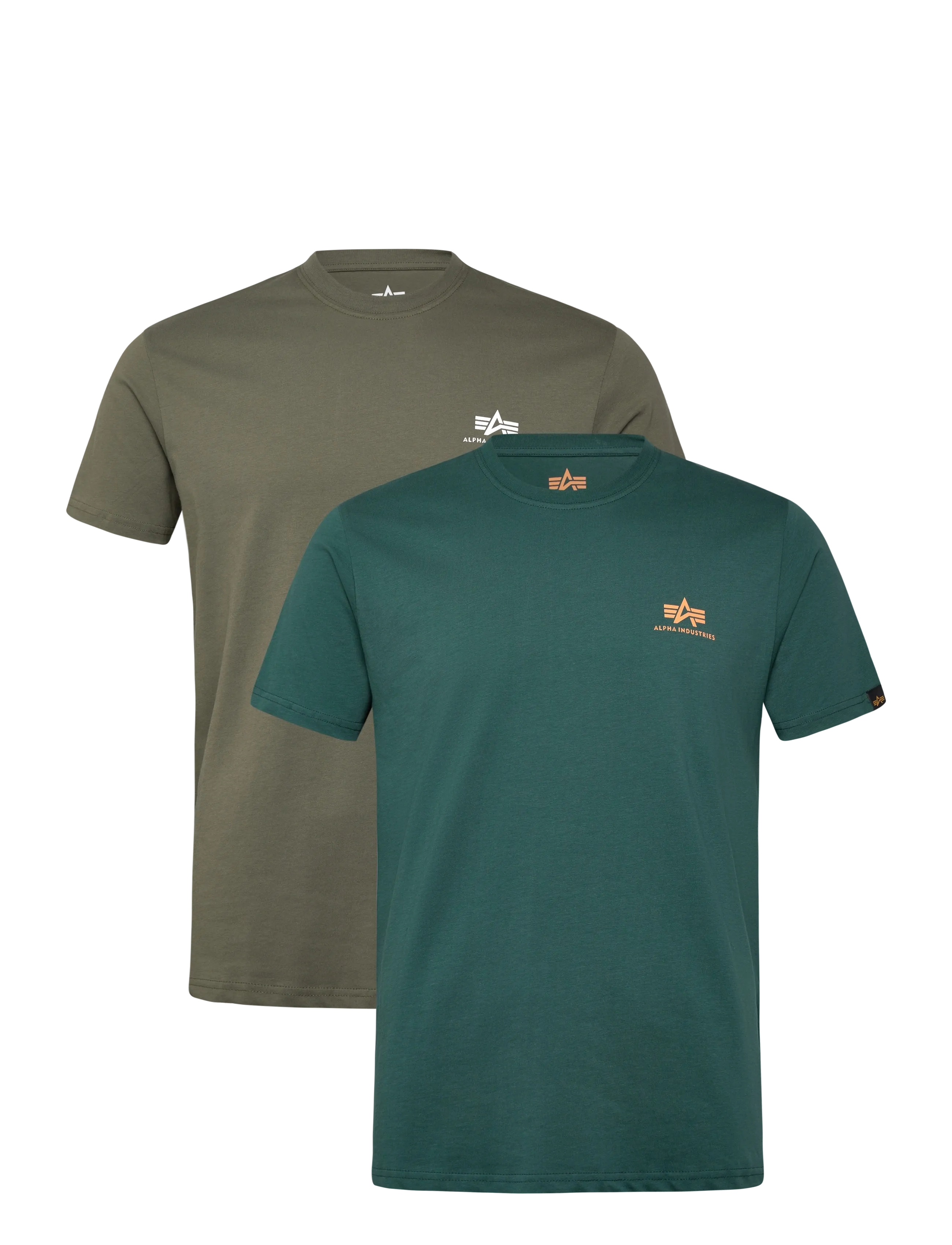Alpha Industries Basic T-Shirt SL 2 Pack - Kortærmede T-shirts - DARK OLIVE/FORCE GREEN / green