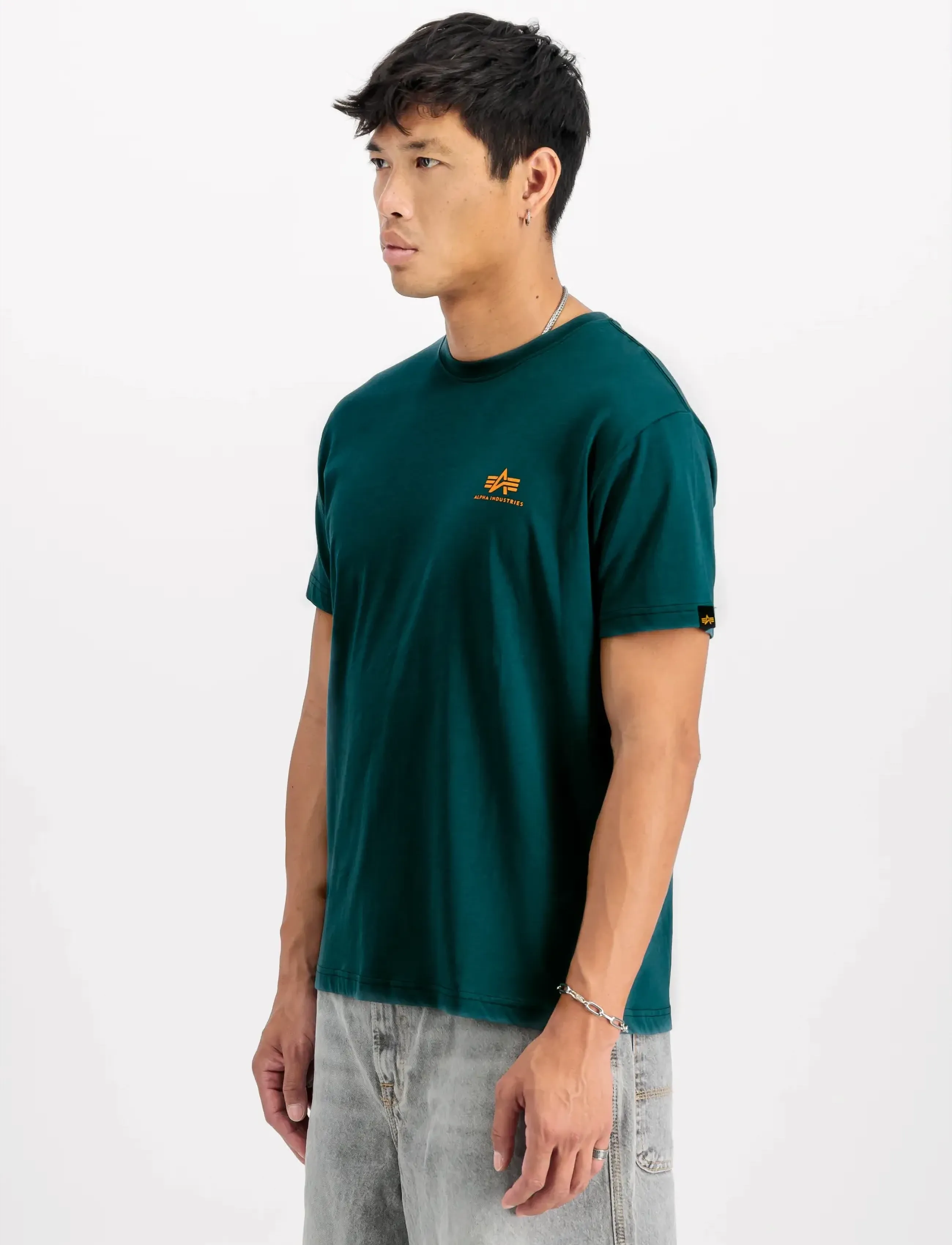 Alpha Industries Basic T-Shirt SL 2 Pack - Alpha Industries - DARK OLIVE/FORCE GREEN / green