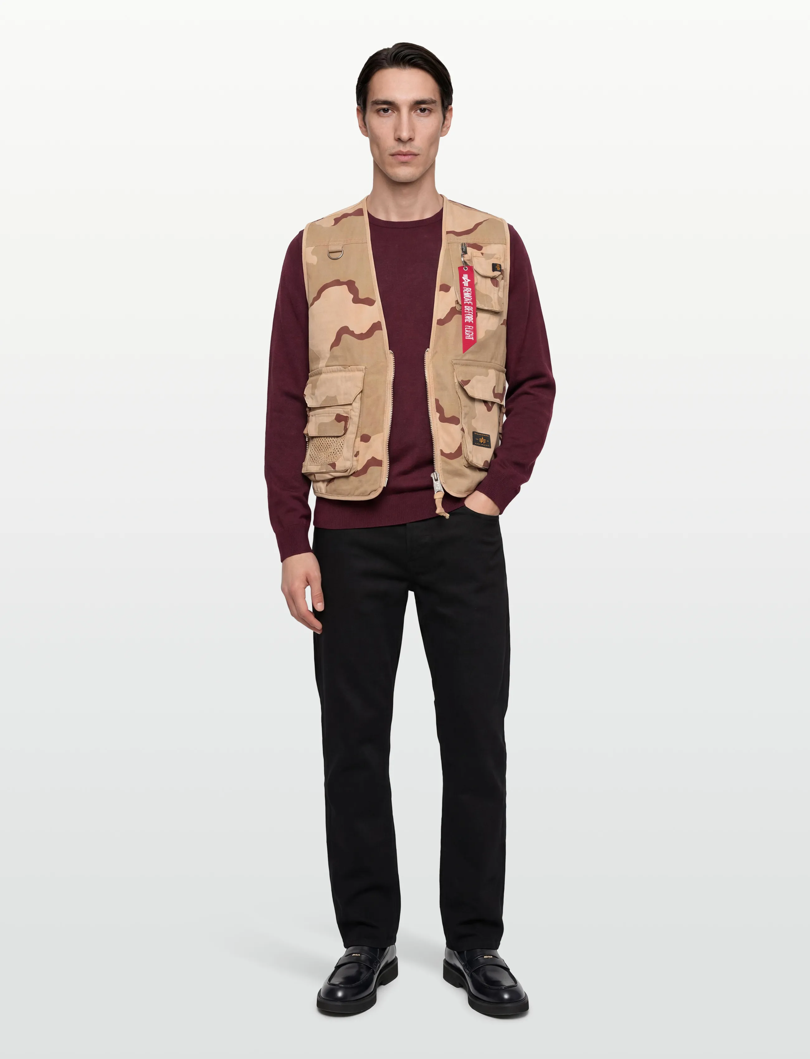 Alpha Industries Mesh Utility Vest Camo, S, Red, Designere > Veste, Herre
