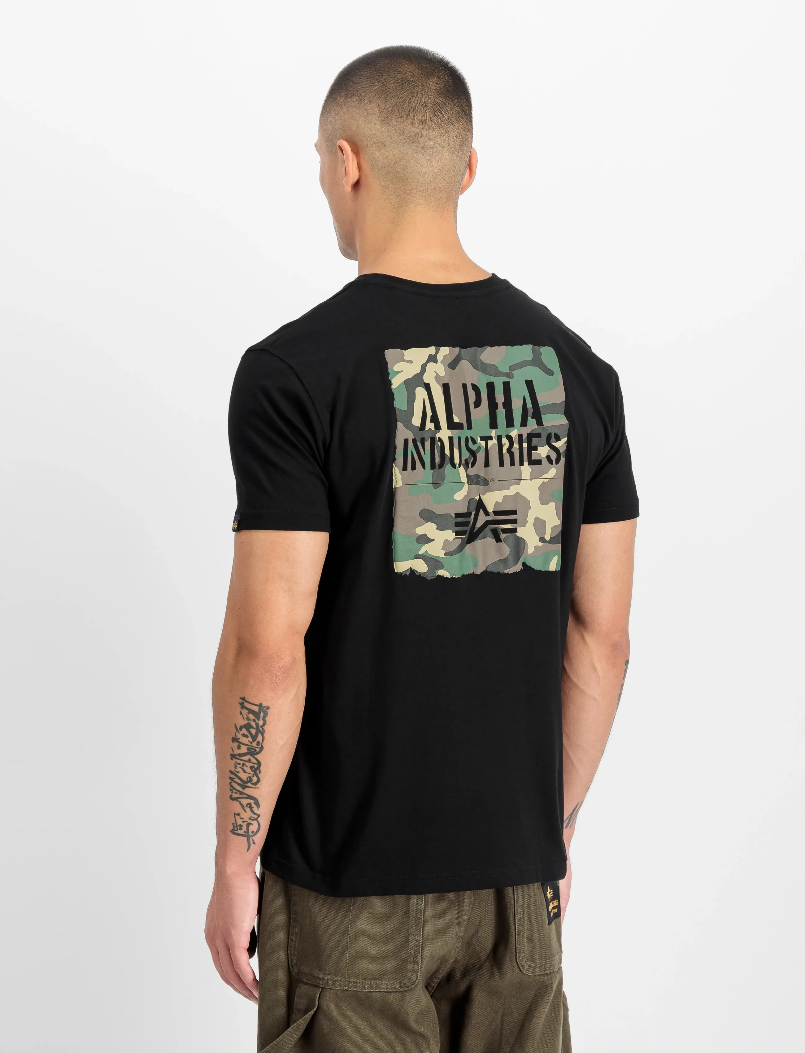 Alpha Industries - Camo Print T-Shirt - kortärmade t-shirts - black - 3