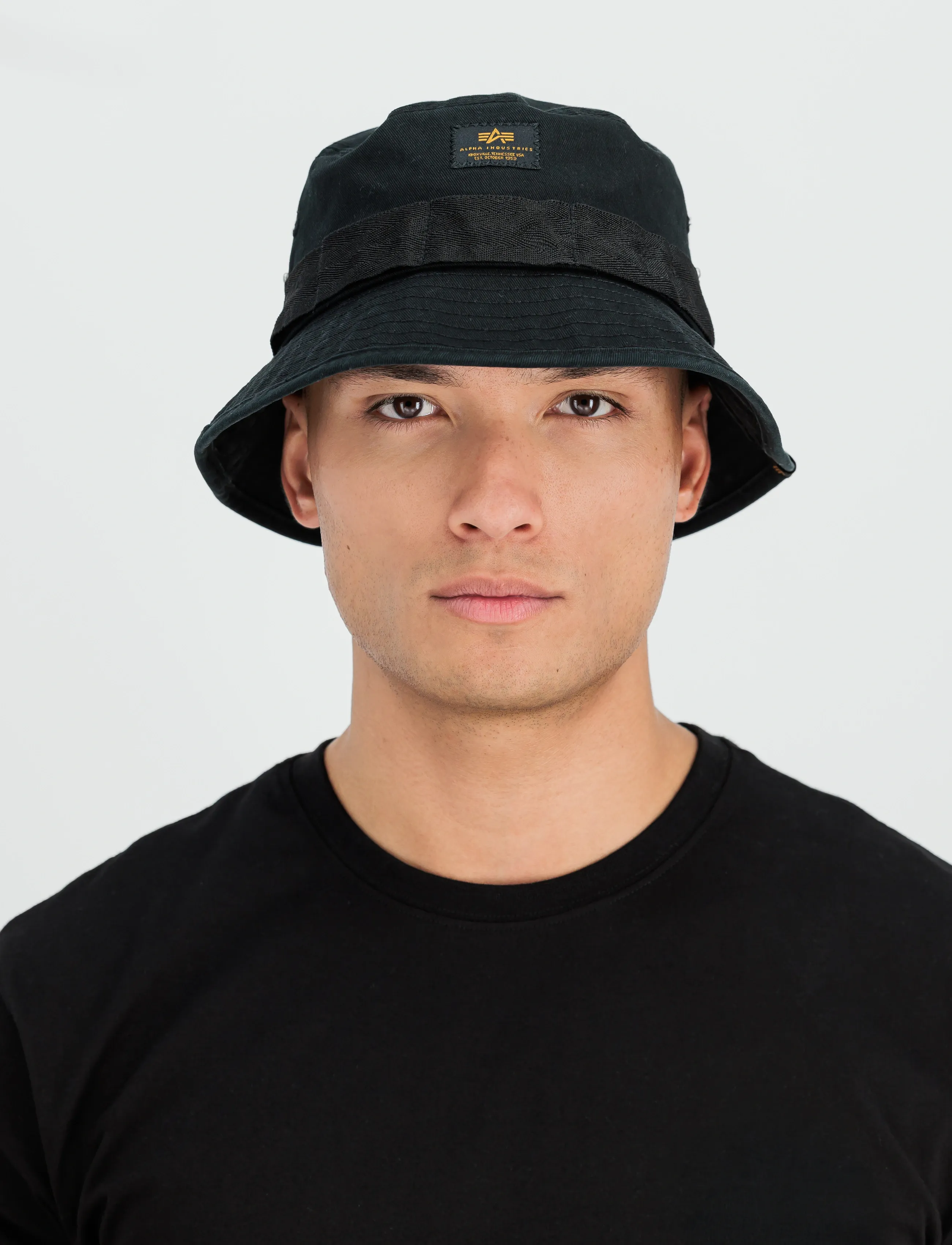 Alpha Industries Washed Out Bucket Hat, Mænd, Udvasket Bucket Hat, Sort, Str: ONE SIZE