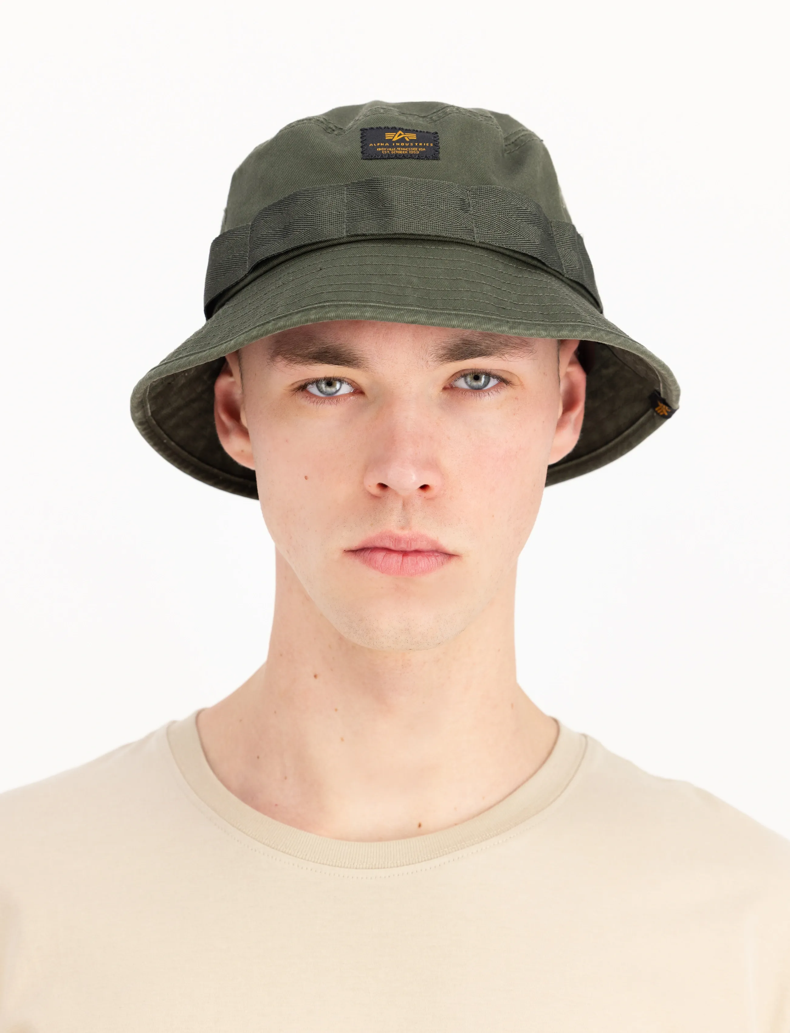 Alpha Industries Washed Out Bucket Hat, One Size, Headwear, Khakigrün - Hats, Männerswear