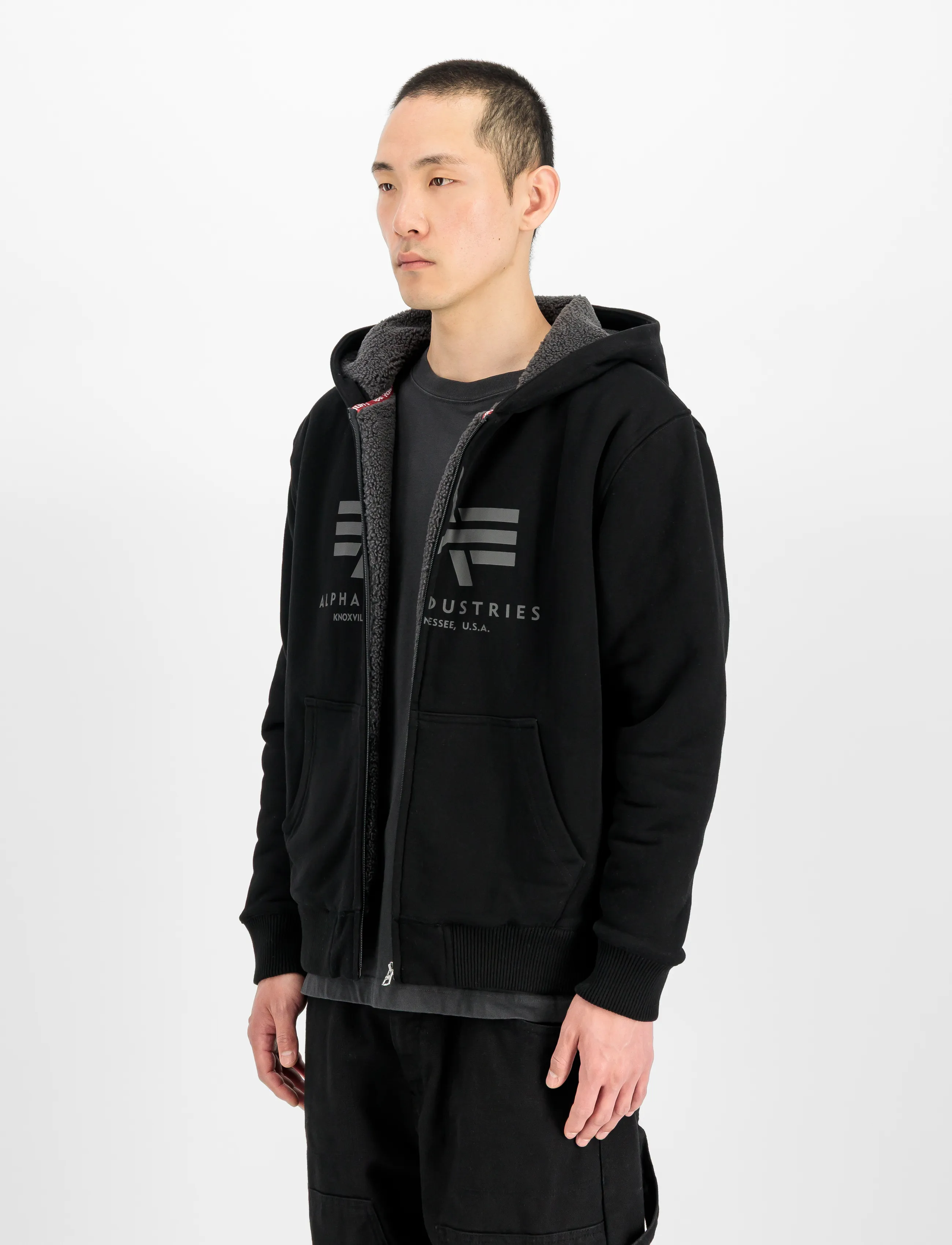 Alpha Industries Fleece Sherpa Hoodie, S, Sweatshirts & Hoodies, Schwarz - Männerswear