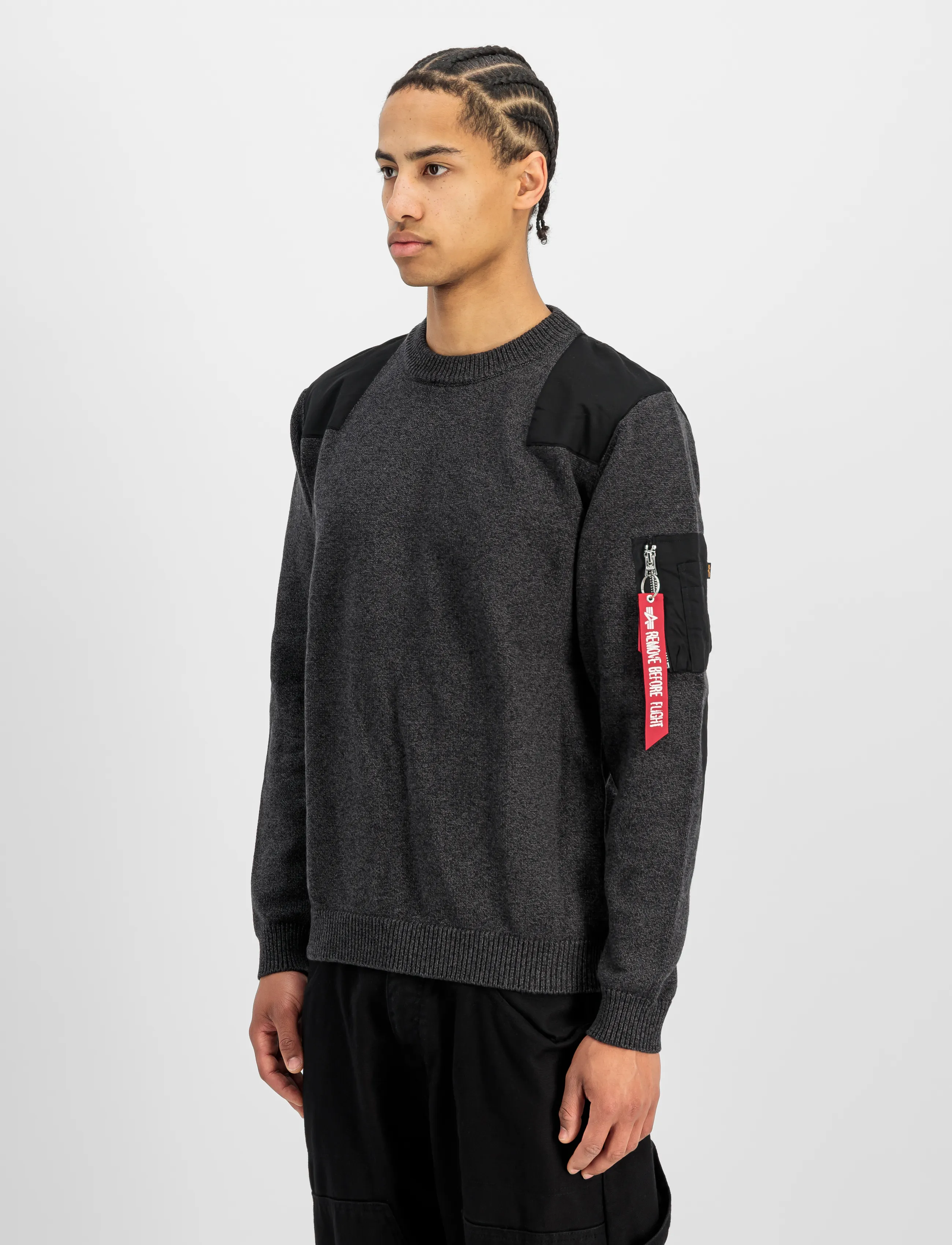 Alpha Industries - Knitted Utility Pullover - rundhals - black - 0
