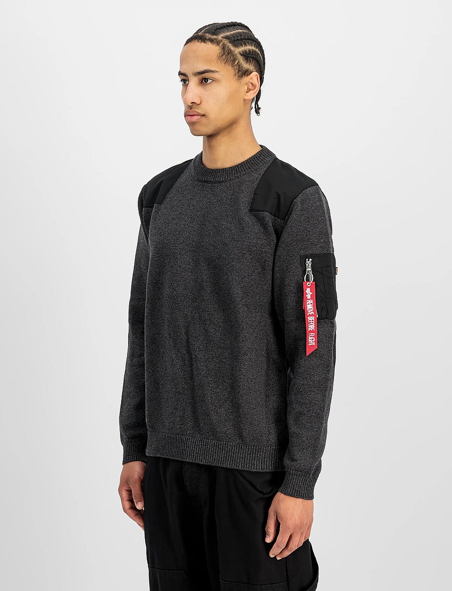 Alpha Industries - Knitted Utility Pullover - rundhals - black - 0