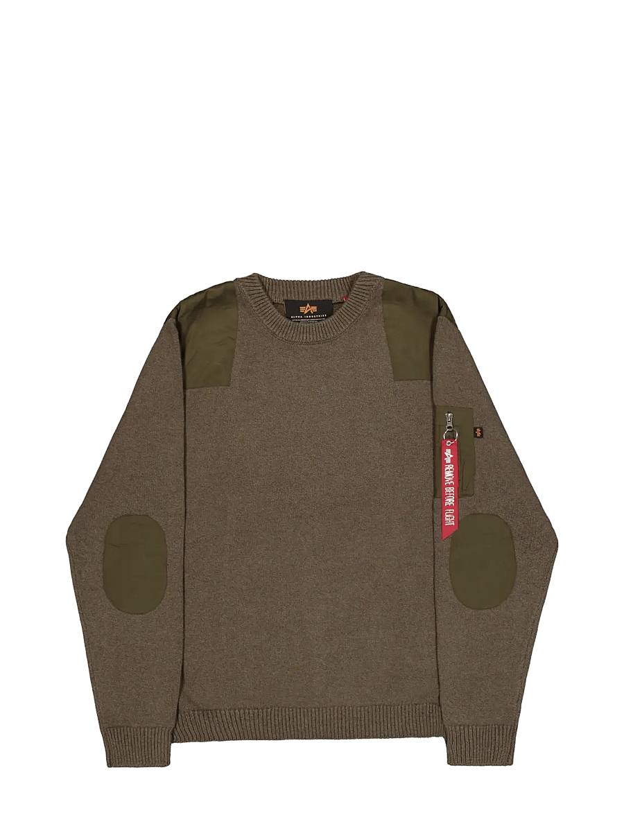 Alpha Industries - Knitted Utility Pullover - rundhals - mud olive - 1