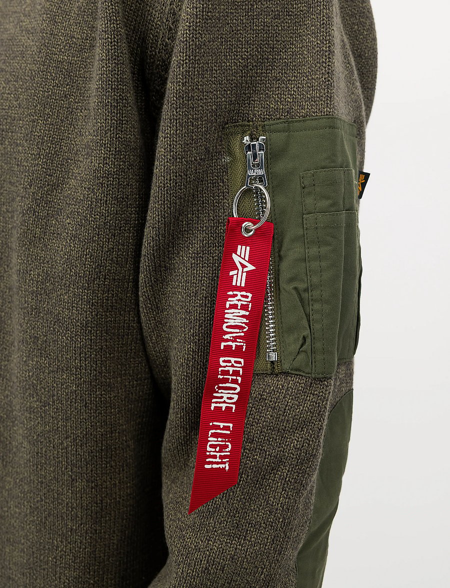 Alpha Industries - Knitted Utility Pullover - rundhals - mud olive - 4