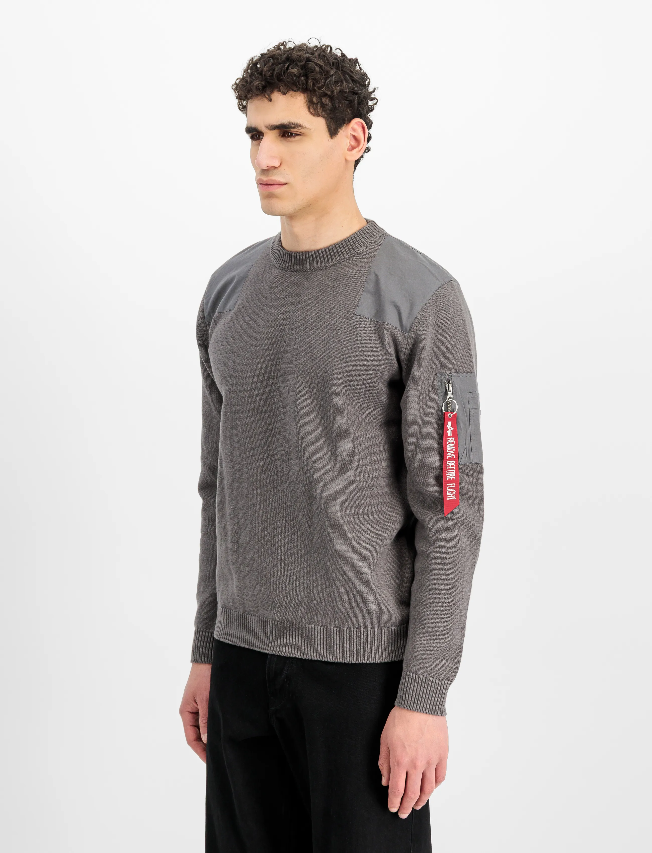 Alpha Industries - Knitted Utility Pullover - rundhals - vintage grey - 0