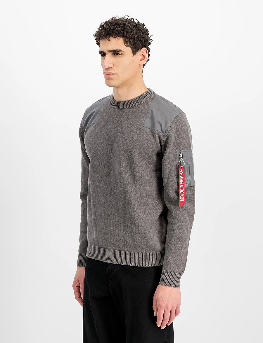 Alpha Industries - Knitted Utility Pullover - rundhals - vintage grey - 0