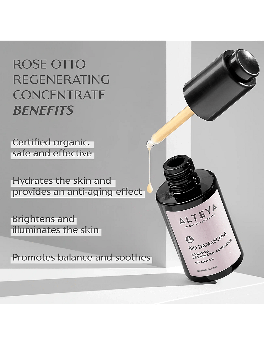 Alteya Organics - Organic Rose Otto Regenerating Concentrate - ansiktsolja - milky - 3