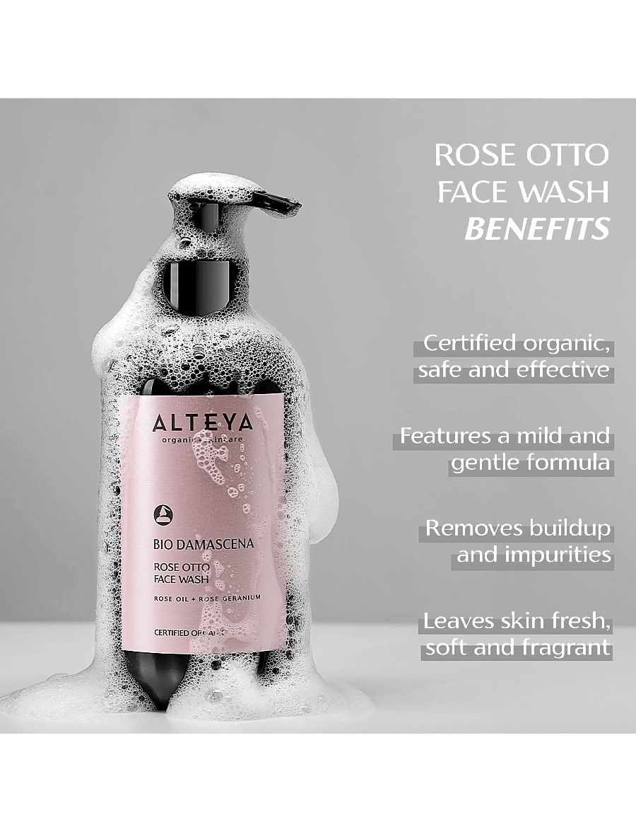 Alteya Organics - Organic Rose Otto Face Wash - foaming cleanser - translucent gel - 3