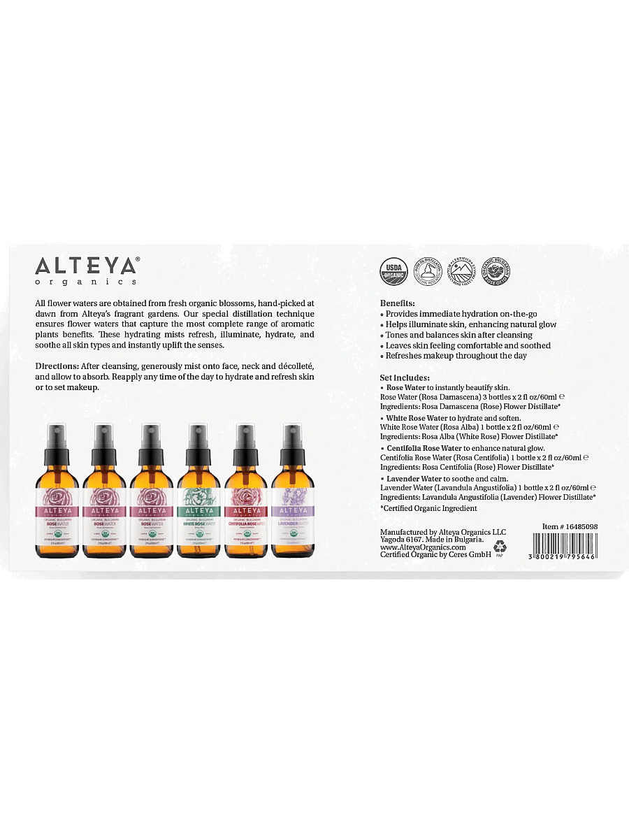Alteya Organics - Organic Bulgarian Floral Water Starter Kit – 6 x 60 ml - handa henni - clear - 2