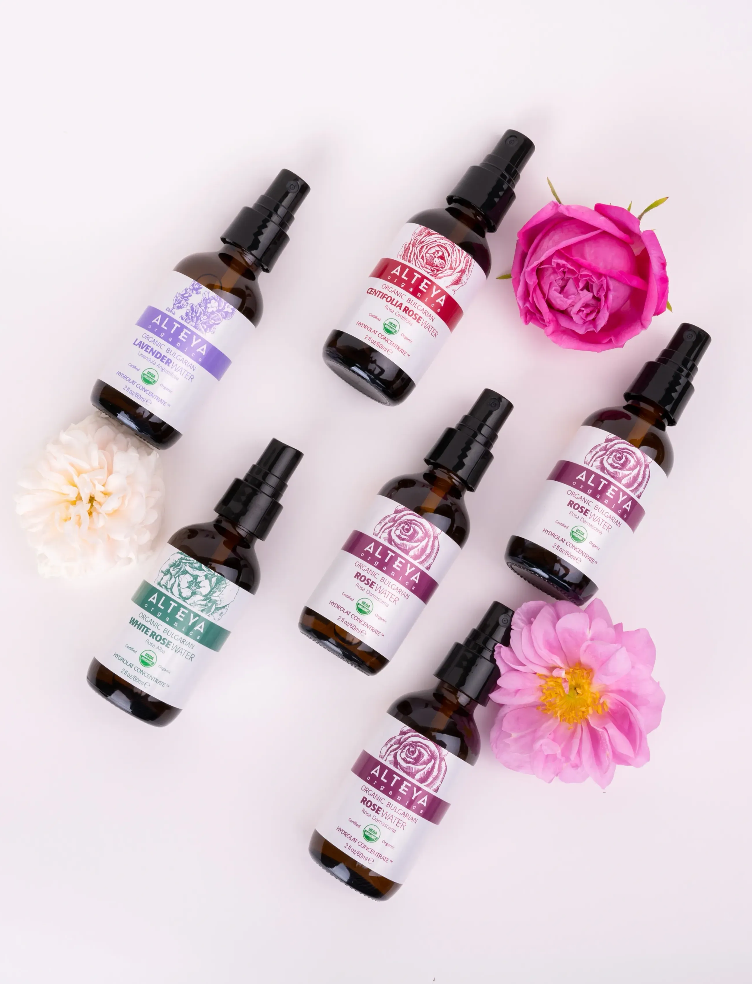 Alteya Organics - Organic Bulgarian Floral Water Starter Kit – 6 x 60 ml - til hende - clear - 4