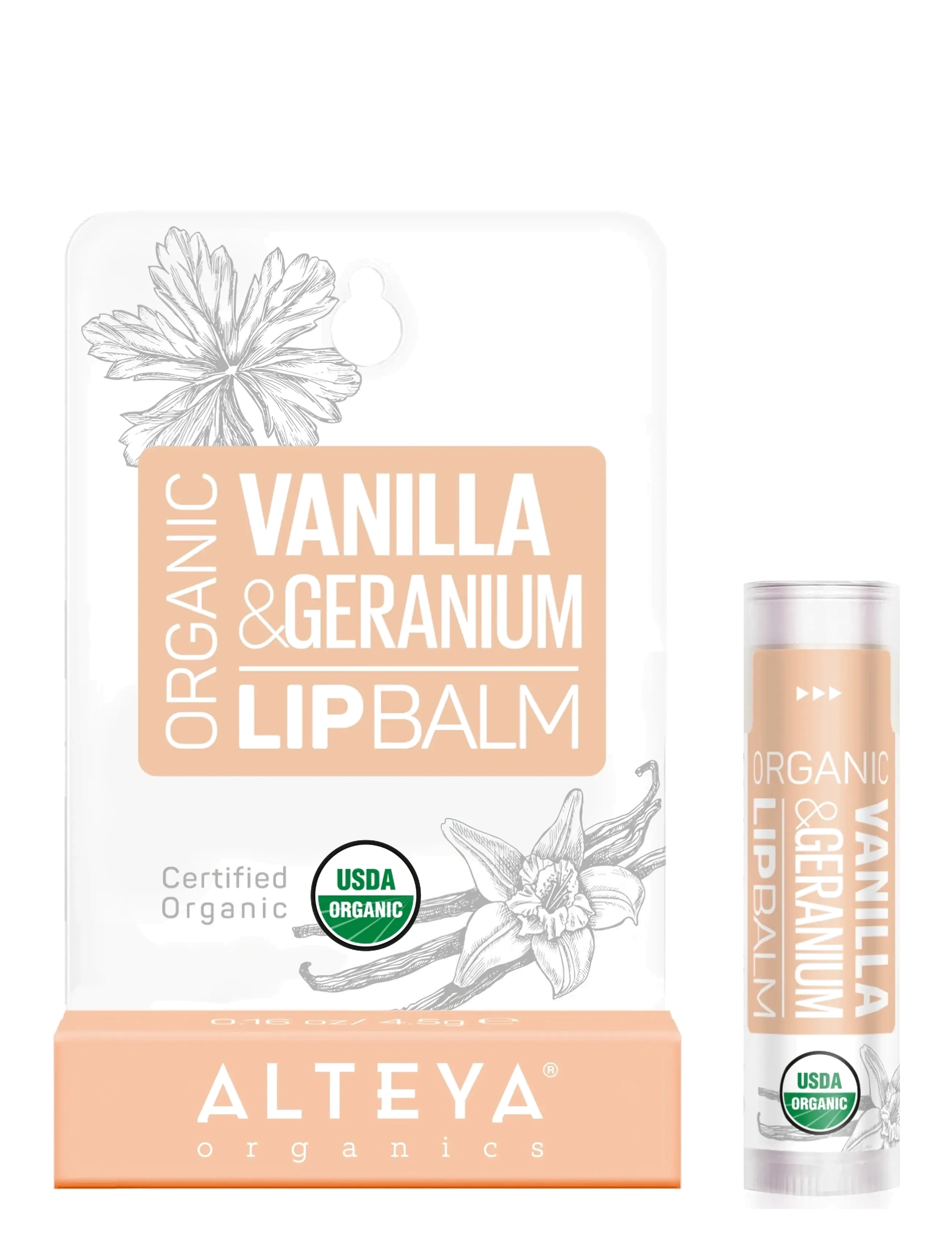 Alteya Organics - Organic Lip Balm – Vanilla & Geranium - natural off-white balm - 1