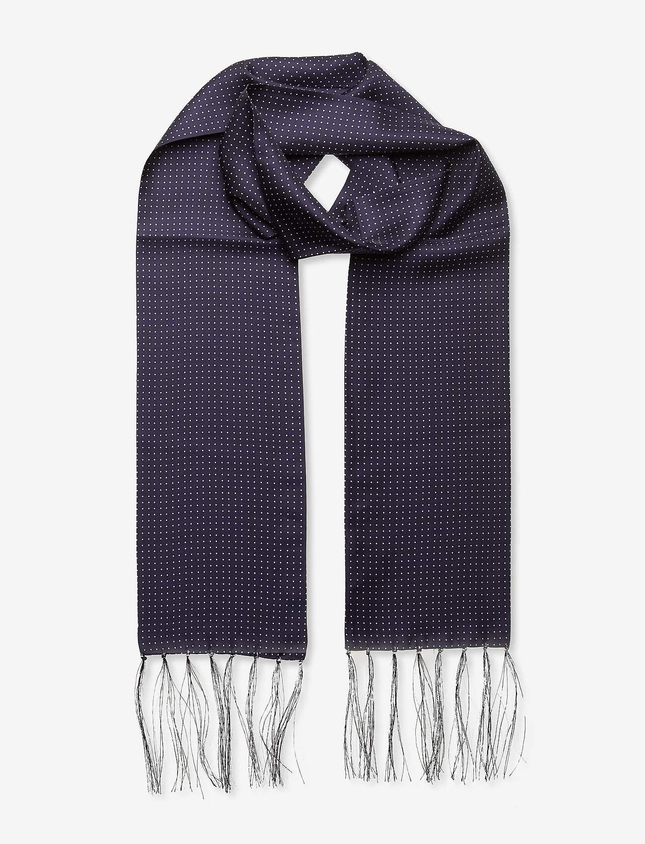 Amanda Christensen - Scarf With Hand Knotted Fringes - navy - 0