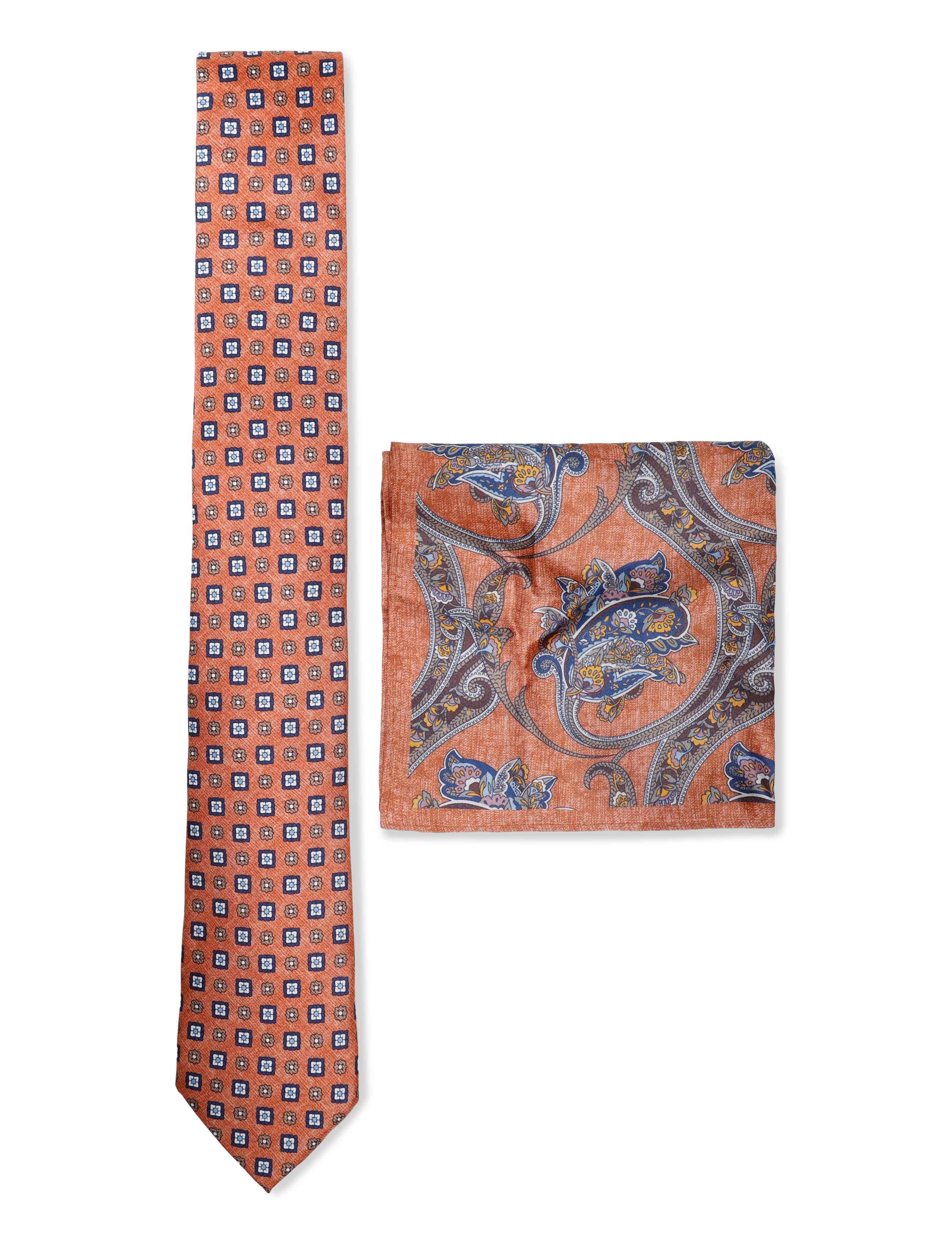 Amanda Christensen Tie & Pocket Square - Inspiration - 213 RUST MELANGE / brown