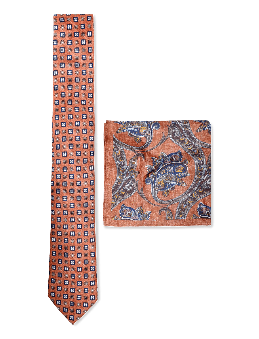 Amanda Christensen - Tie & Pocket Square - lommeklude - 213 rust melange - 0