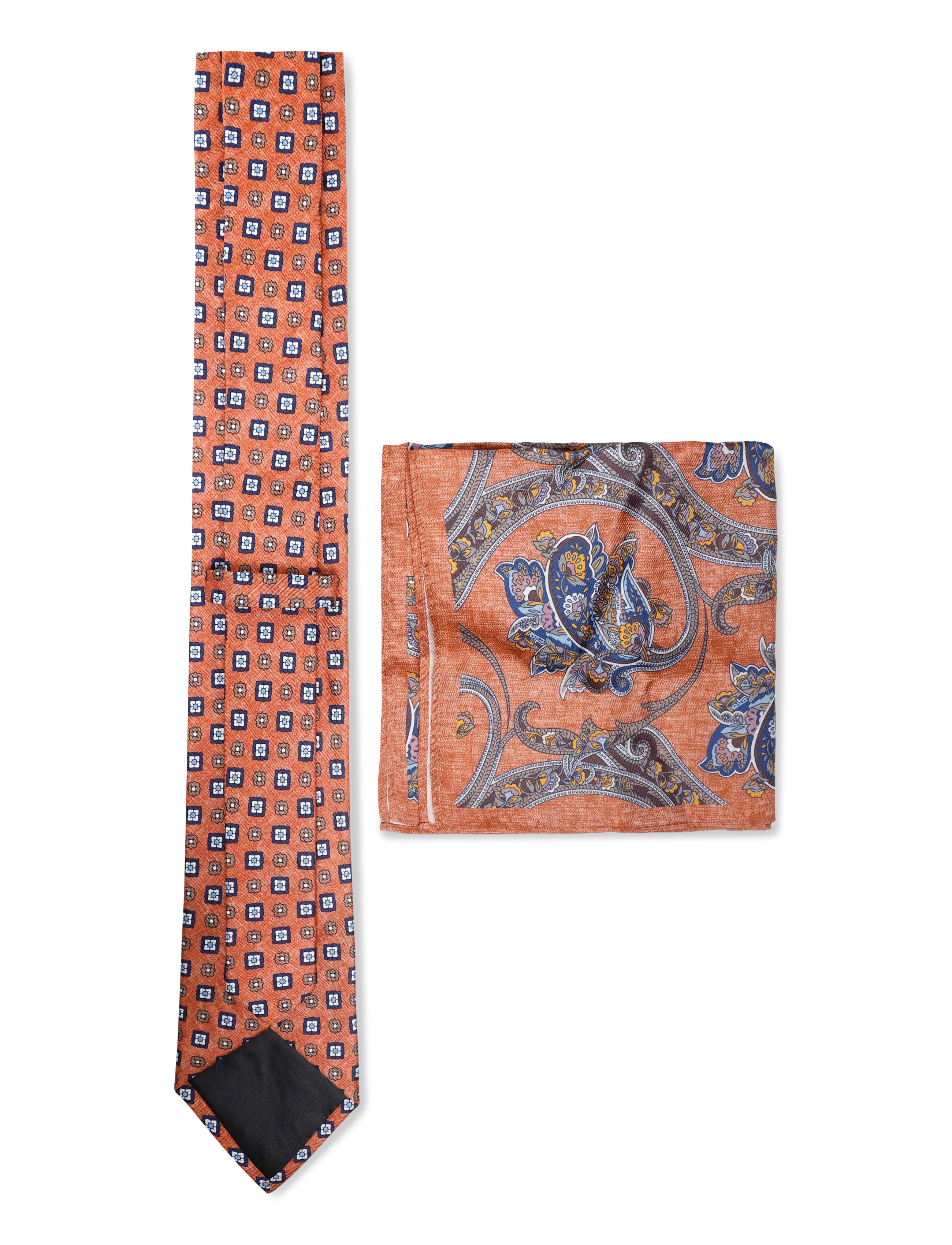 Amanda Christensen - Tie & Pocket Square - lommeklude - 213 rust melange - 1