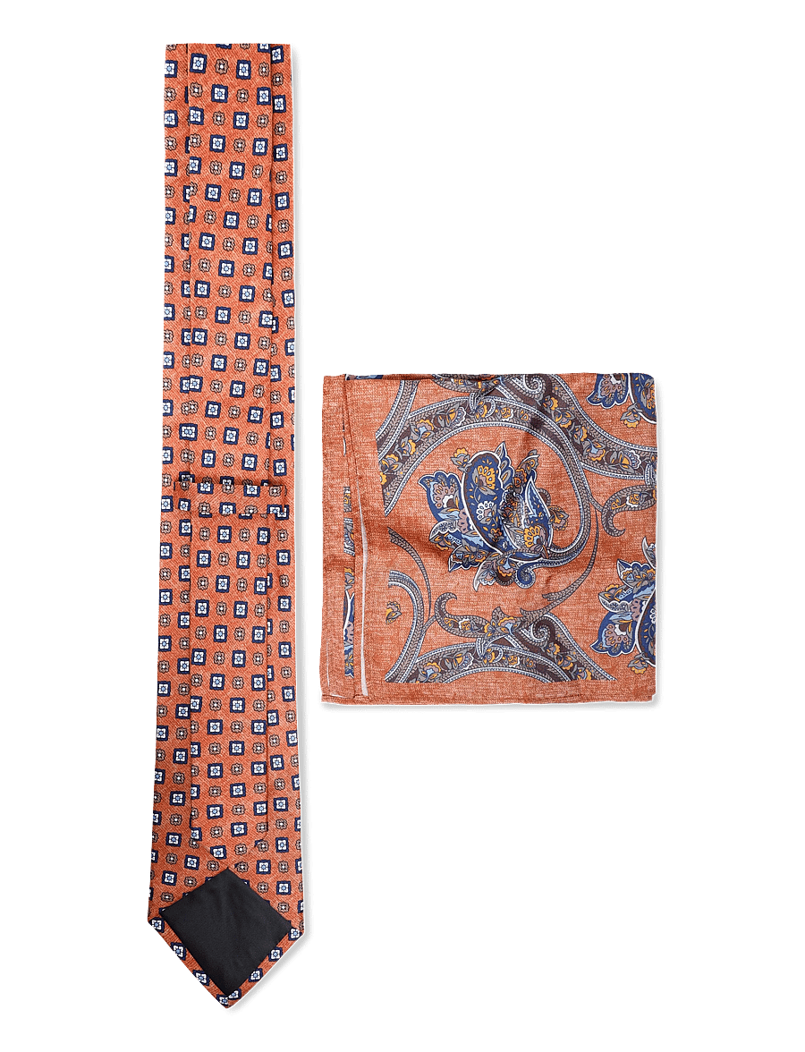 Amanda Christensen - Tie & Pocket Square - lommeklude - 213 rust melange - 1