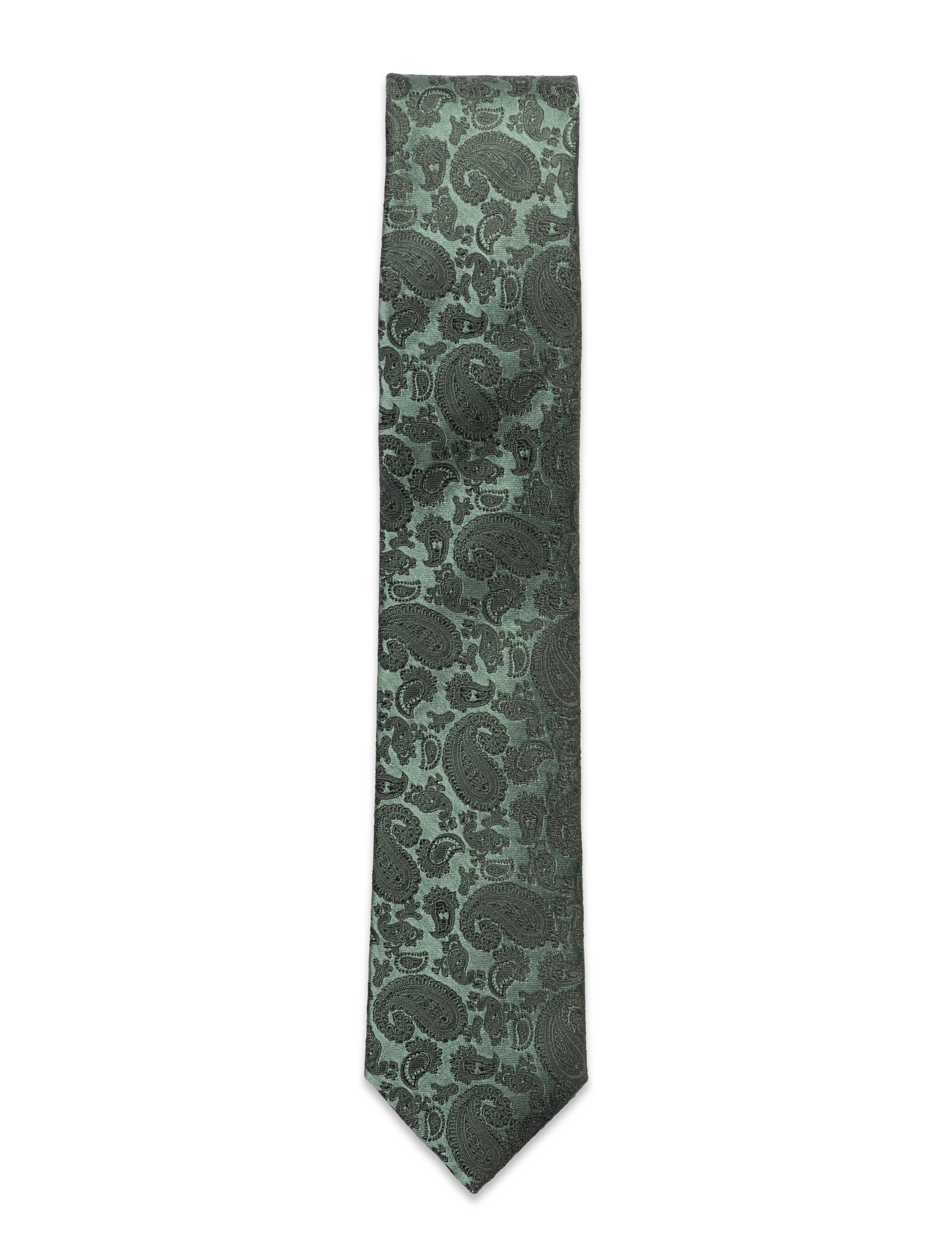 Amanda Christensen Slim Tie, Mænd, Smal Paisley Slips, Grøn, Str: ONE SIZE