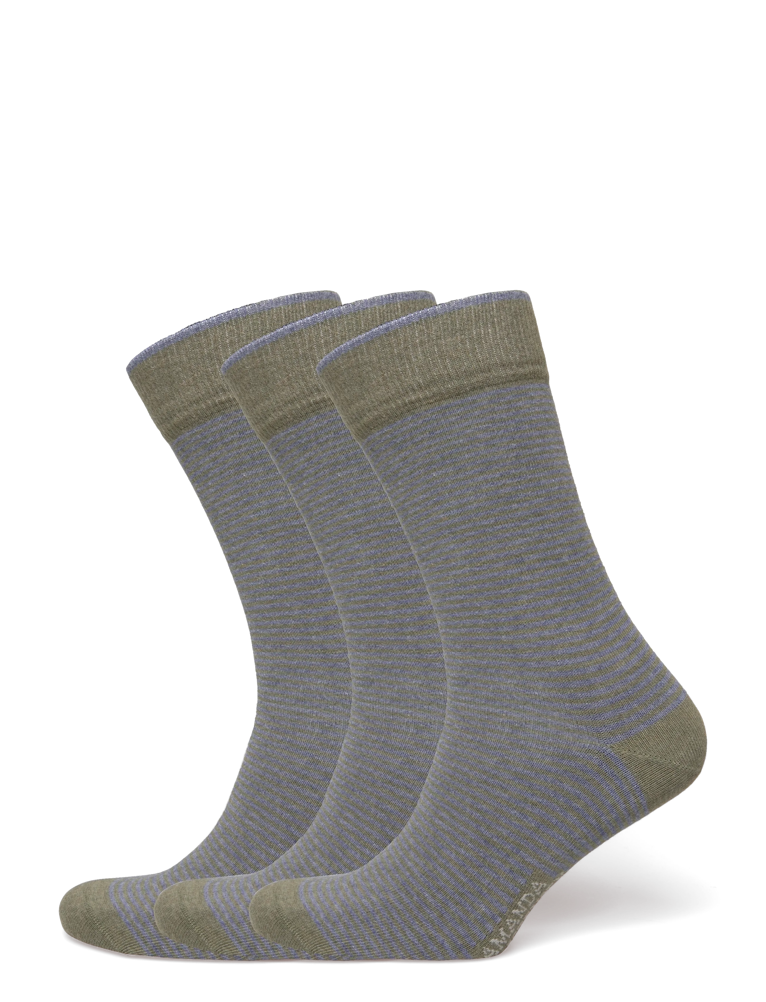 Amanda Christensen True Stripe Sock, 39-42, Socks, Grün - Regular Männerswear