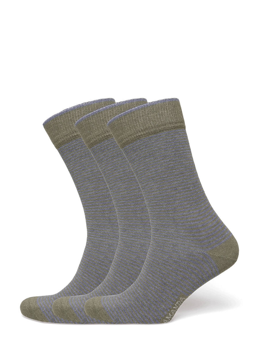 Amanda Christensen - True Stripe Sock - tennissocken - olive melange - 0