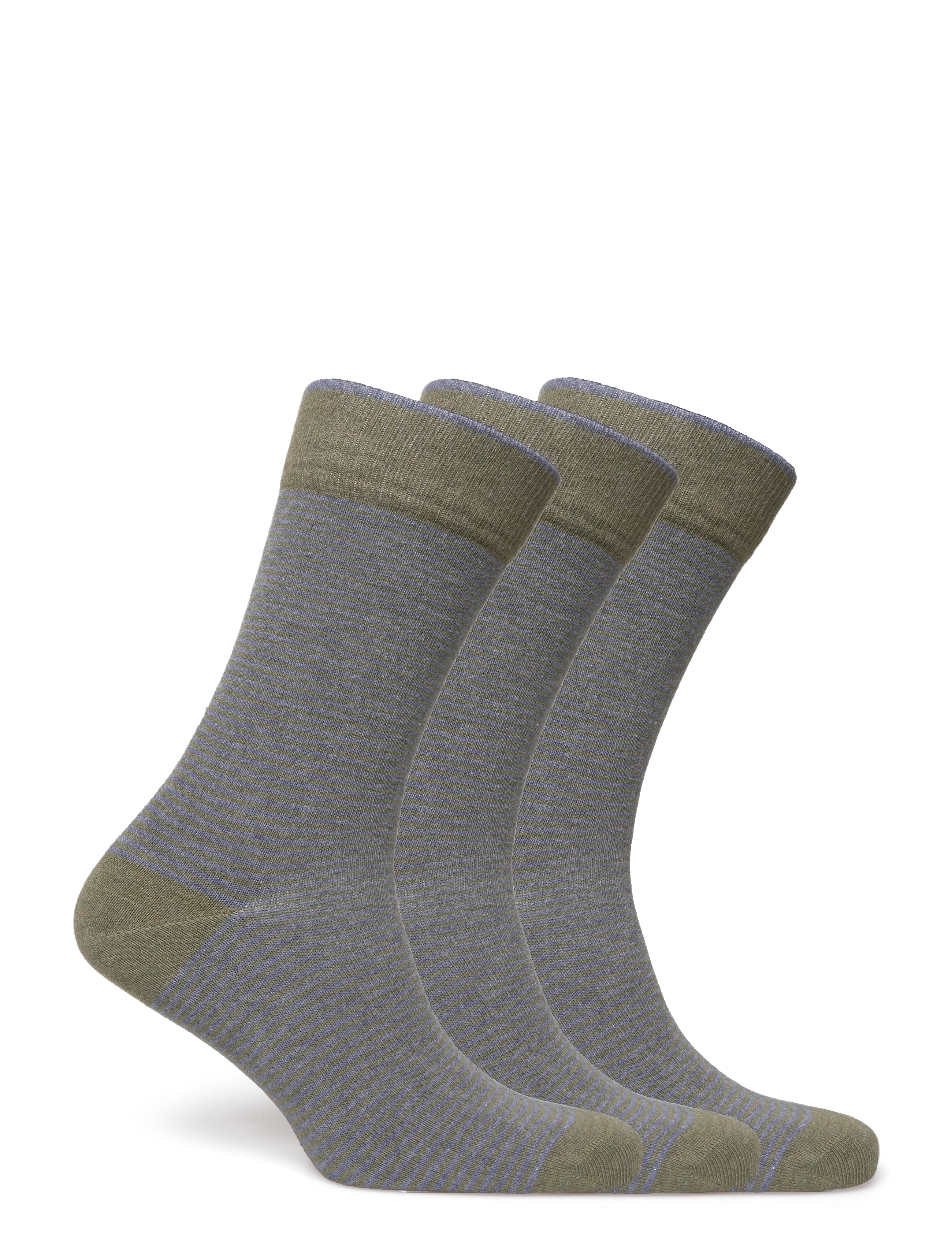 Amanda Christensen - True Stripe Sock - lange strømper - olive melange - 1