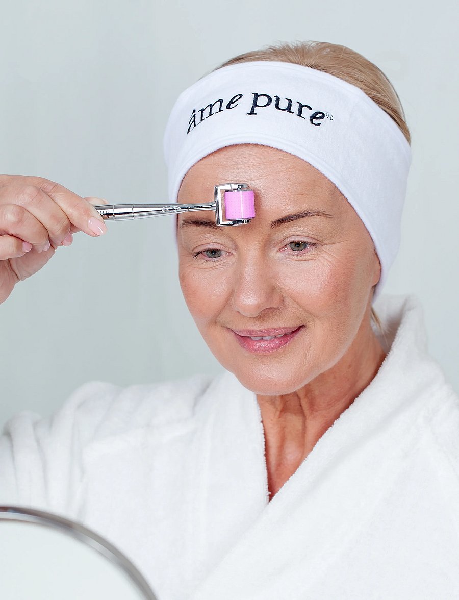 âme pure - CIT Face Roller 0.5 mm - Microneedling Derma Roller for Face - silver-pink - 0