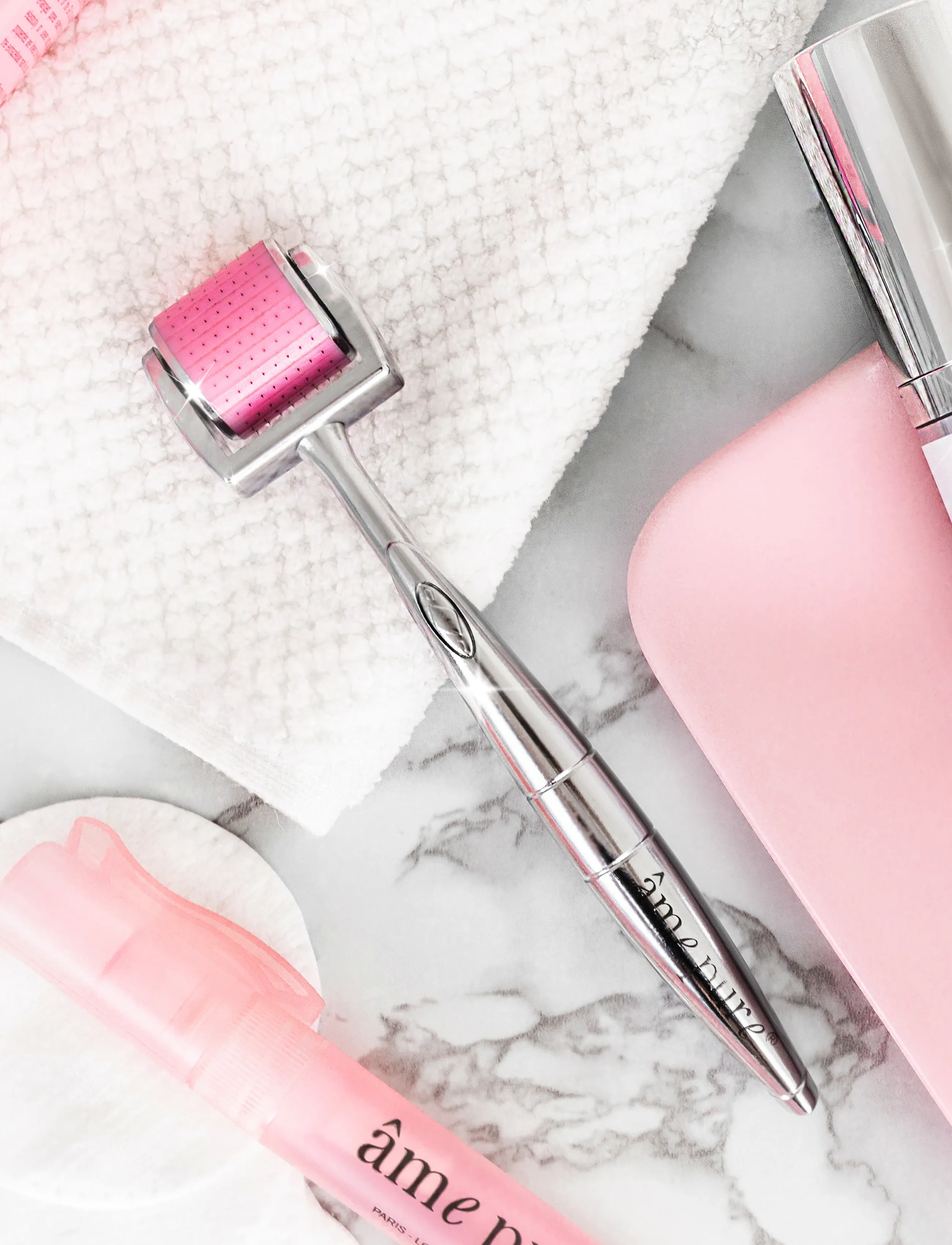 âme pure - CIT Face Roller 0.5 mm - Microneedling Derma Roller for Face - tilbehør til hudpleje - silver-pink - 3