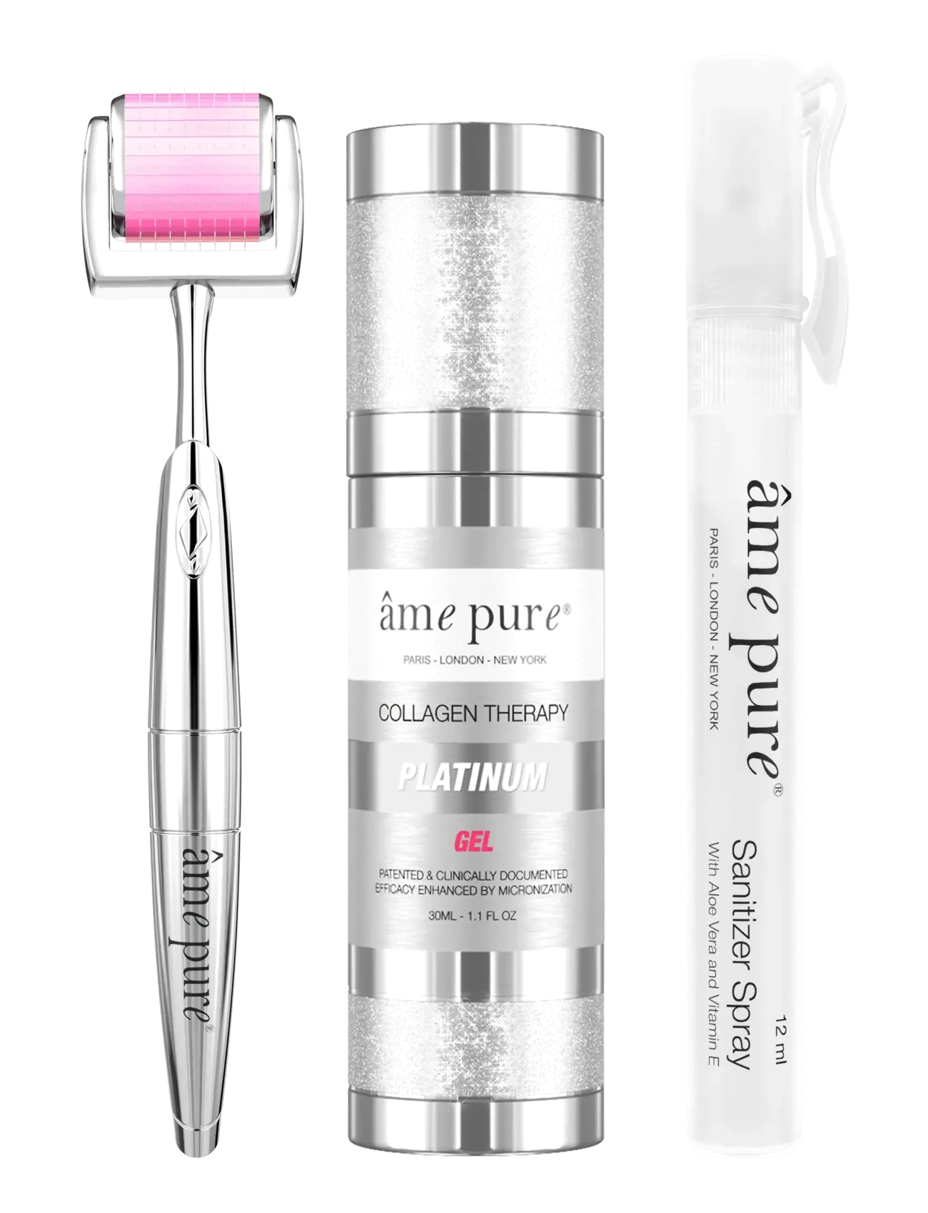 âme pure Cit Face Roller Platinum Microneedling Derma Roller Kit, Serum, Sølv, Str: ONE SIZE