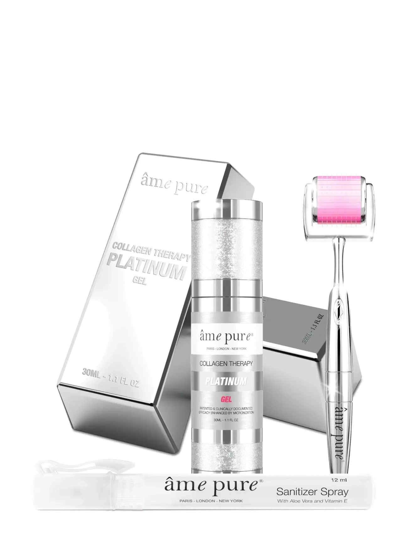 âme pure - CIT Face Roller PLATINUM - Microneedling Derma Roller Kit - gåvoset - silver-pink - 1