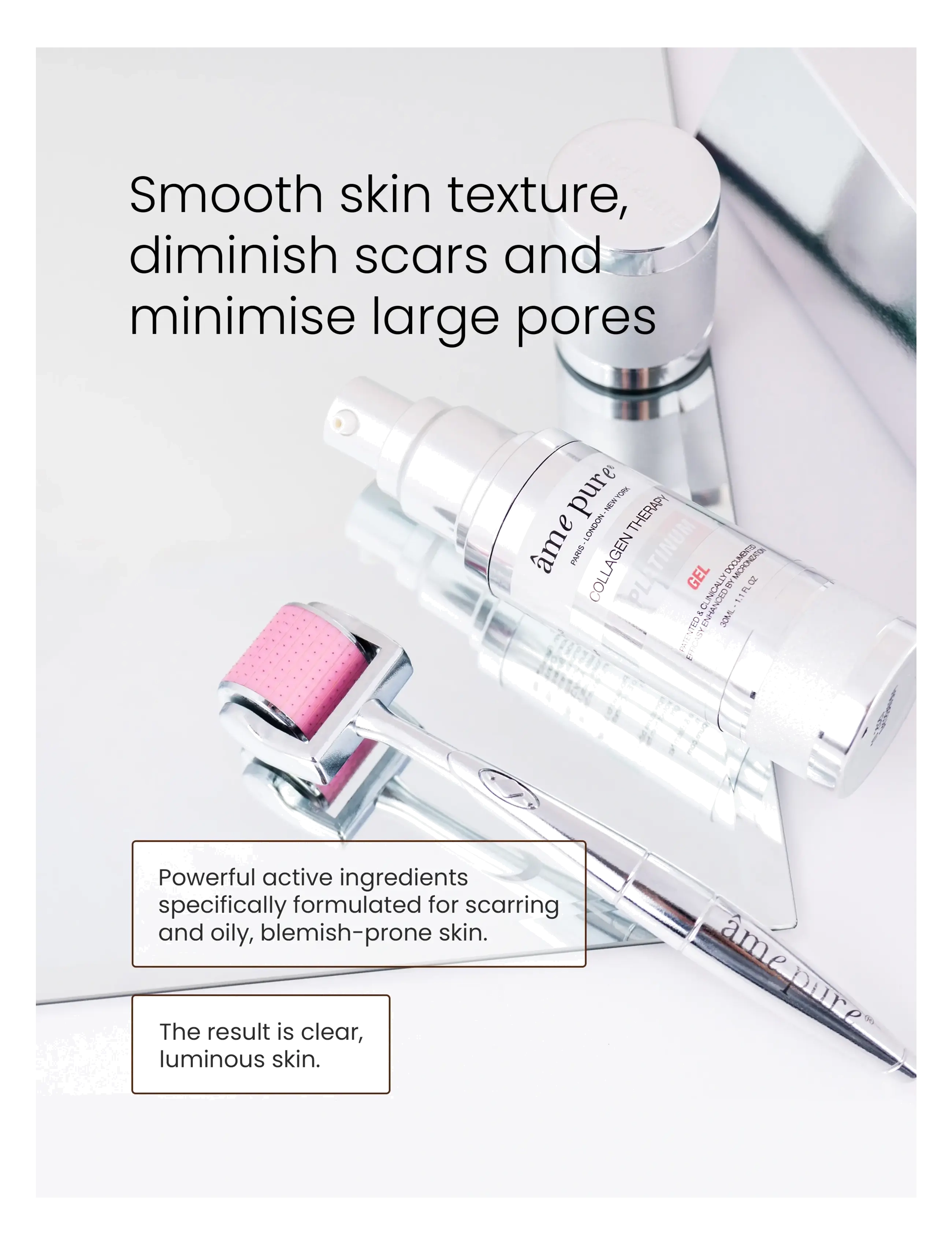 âme pure - CIT Face Roller PLATINUM - Microneedling Derma Roller Kit - gåvoset - silver-pink - 2