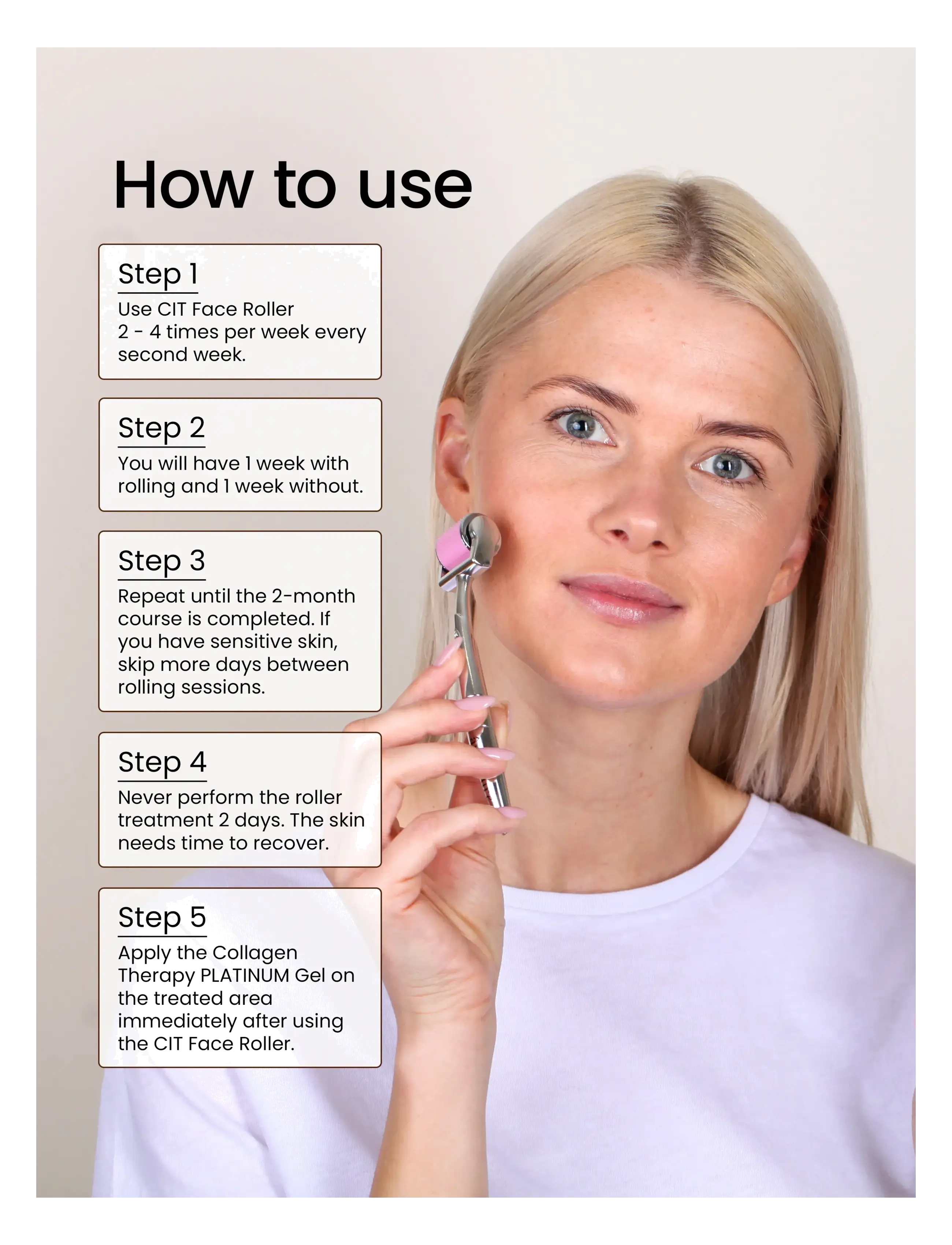 âme pure - CIT Face Roller PLATINUM - Microneedling Derma Roller Kit - gåvoset - silver-pink - 5
