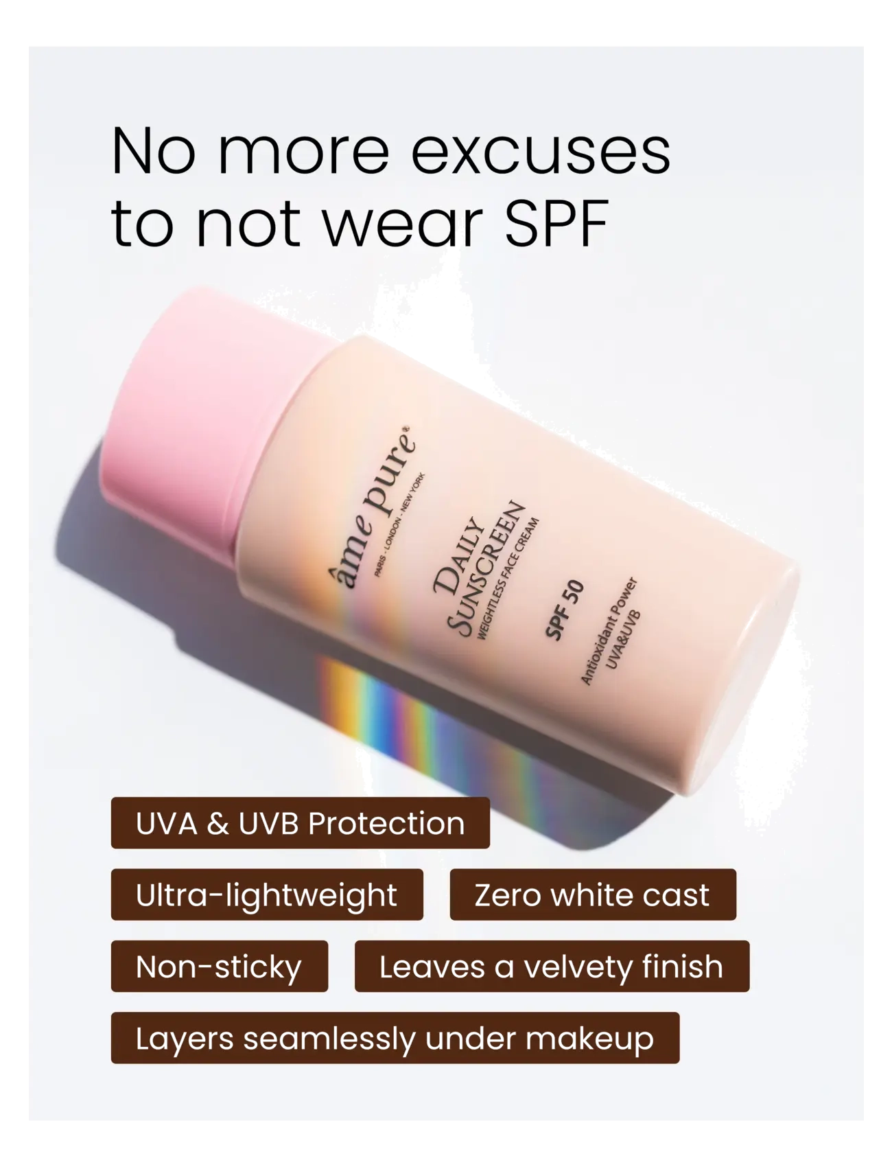 âme pure - Daily Sunscreen SPF 50 - UVA UVB Anti-Aging Face Cream - til ansigtet - white - 3