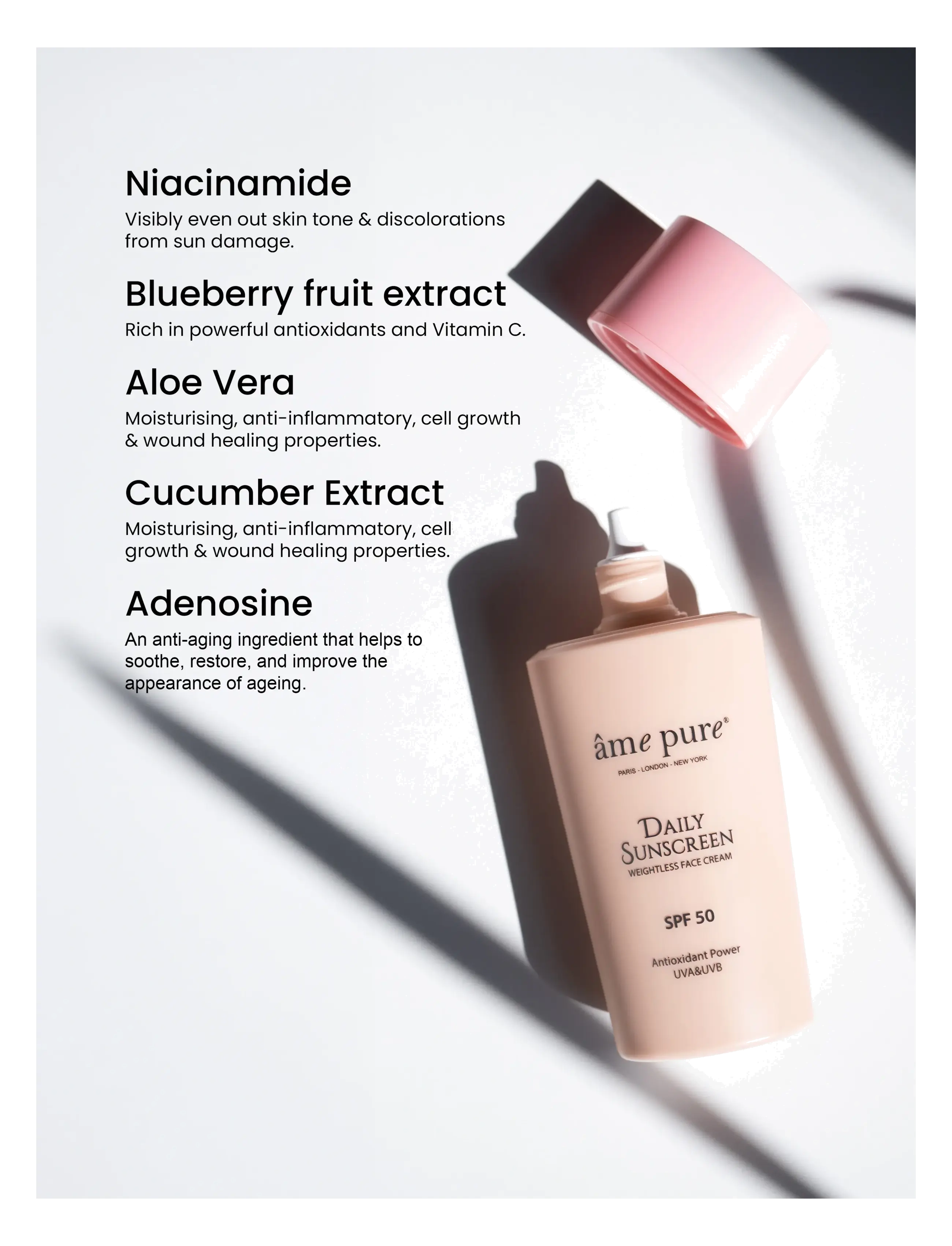 âme pure - Daily Sunscreen SPF 50 - UVA UVB Anti-Aging Face Cream - til ansigtet - white - 4