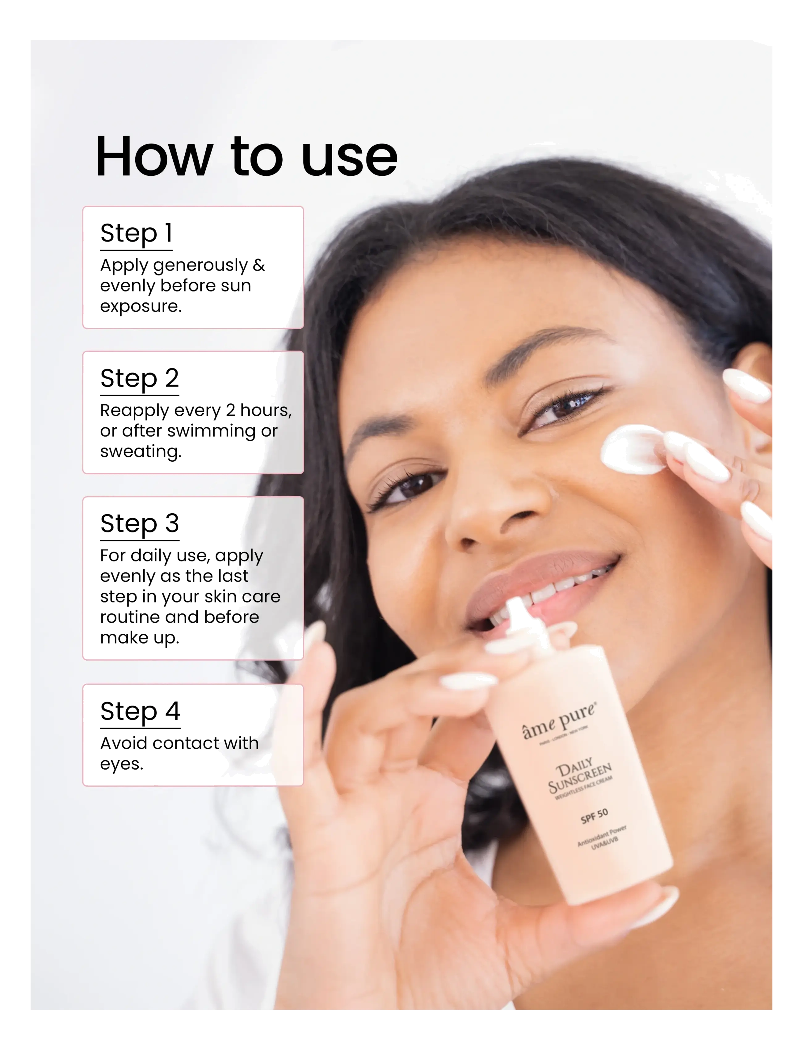 âme pure - Daily Sunscreen SPF 50 - UVA UVB Anti-Aging Face Cream - til ansigtet - white - 5