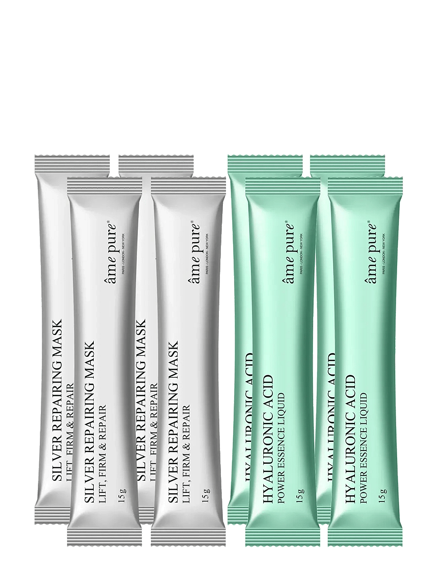âme pure - Jelly Glow Rubber Mask Silver 4 pcs - Peel-Off Face Mask Set - giftset - silver - 1