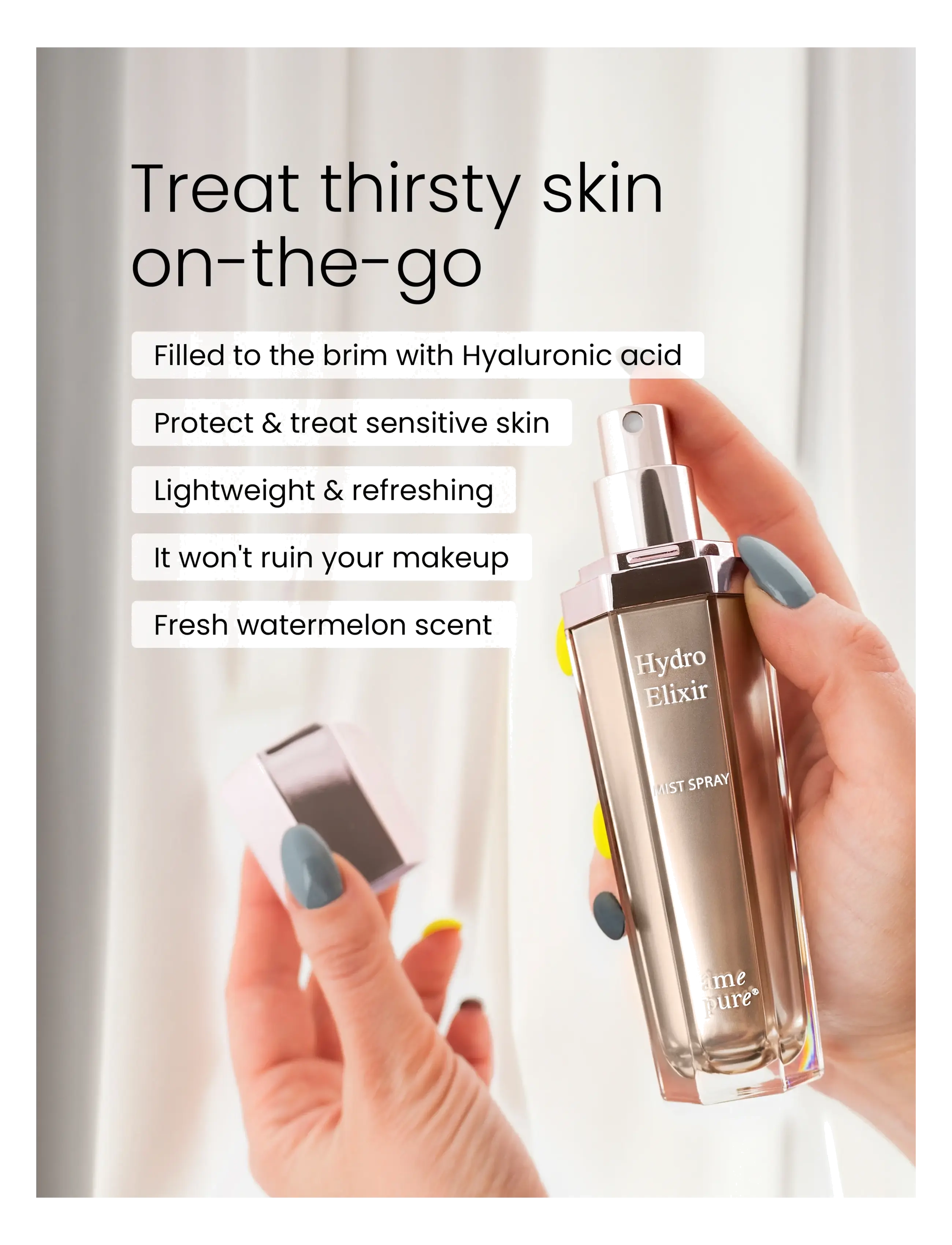 âme pure - Hydro Elixir Face Mist - Hyaluronic Acid Hydrating Spray - til hende - pink - 2